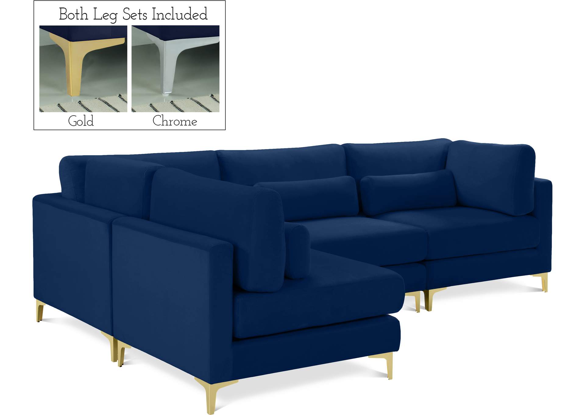 Julia Navy Velvet Modular Sectional (4 Boxes),Meridian Furniture