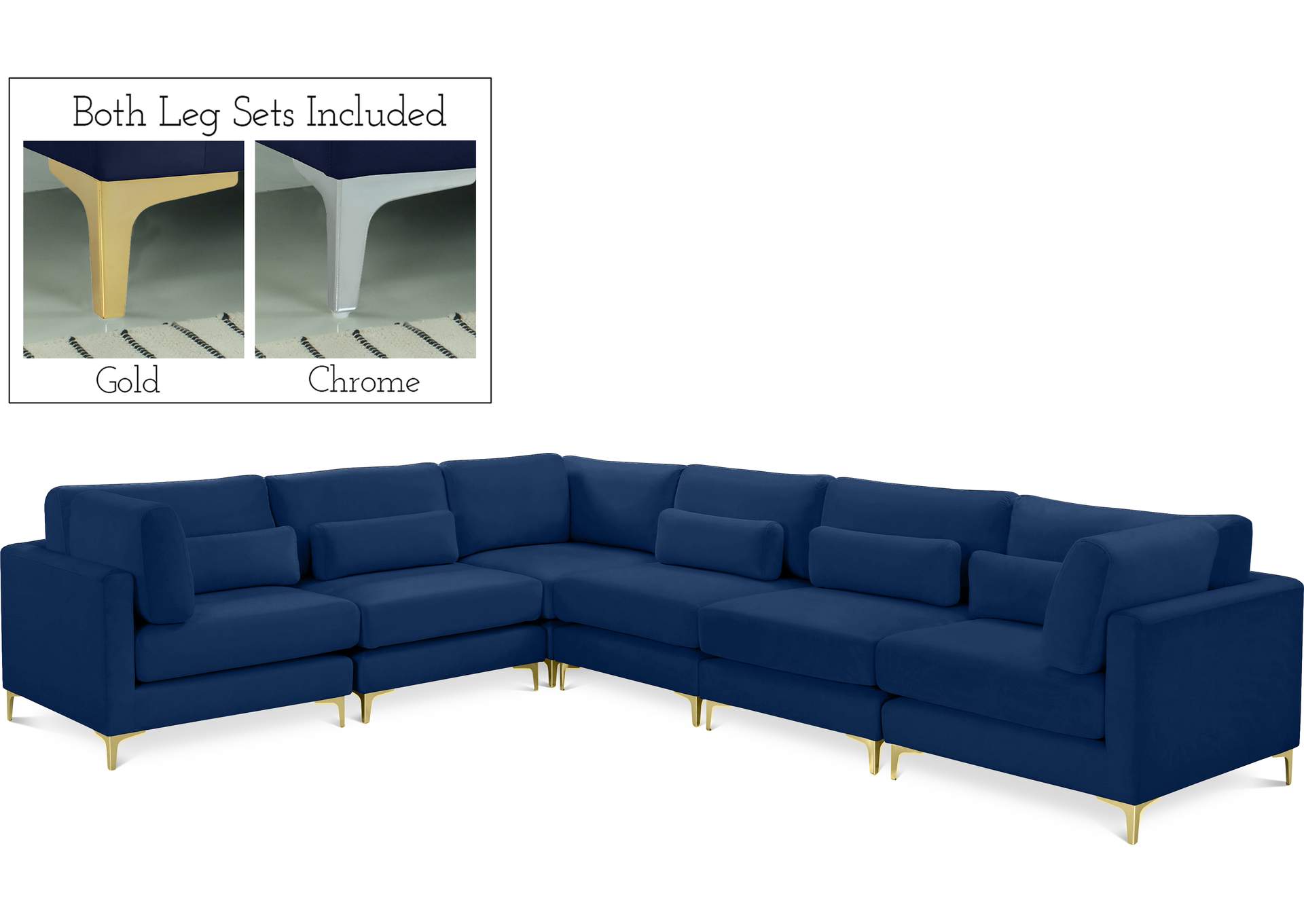 Julia Navy Velvet Modular Sectional (6 Boxes),Meridian Furniture