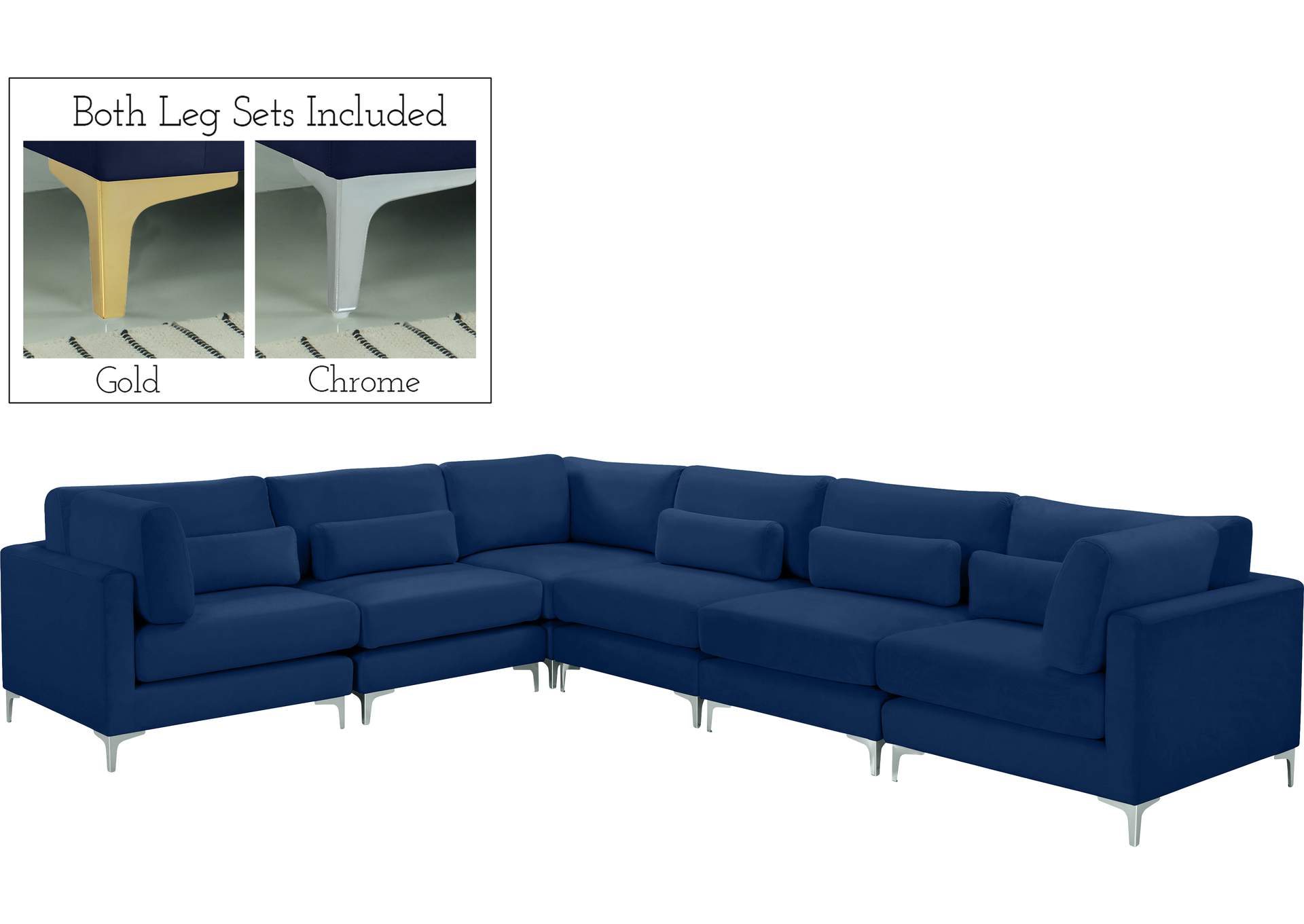 Julia Navy Velvet Modular Sectional (6 Boxes),Meridian Furniture