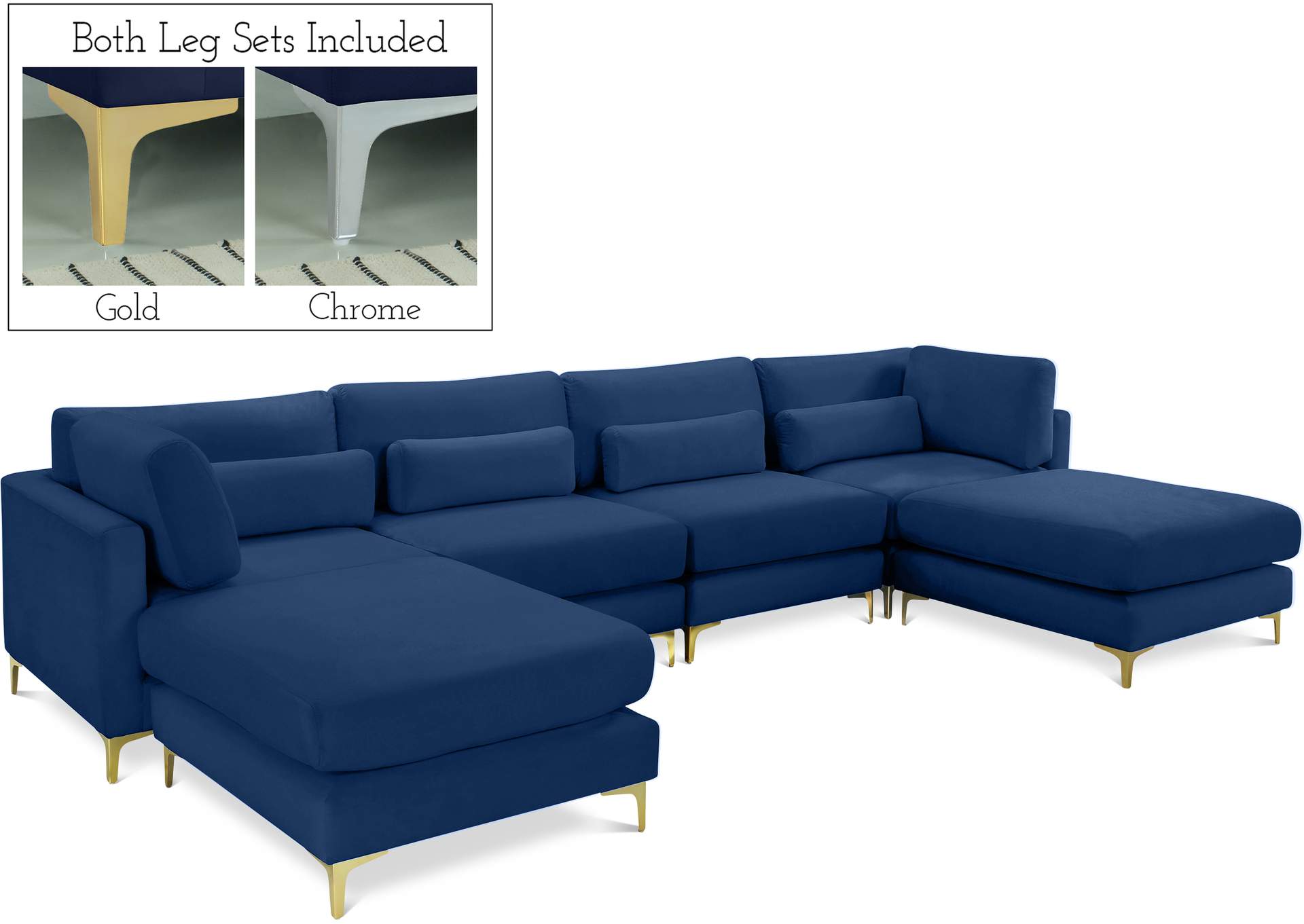 Julia Navy Velvet Modular Sectional (6 Boxes),Meridian Furniture