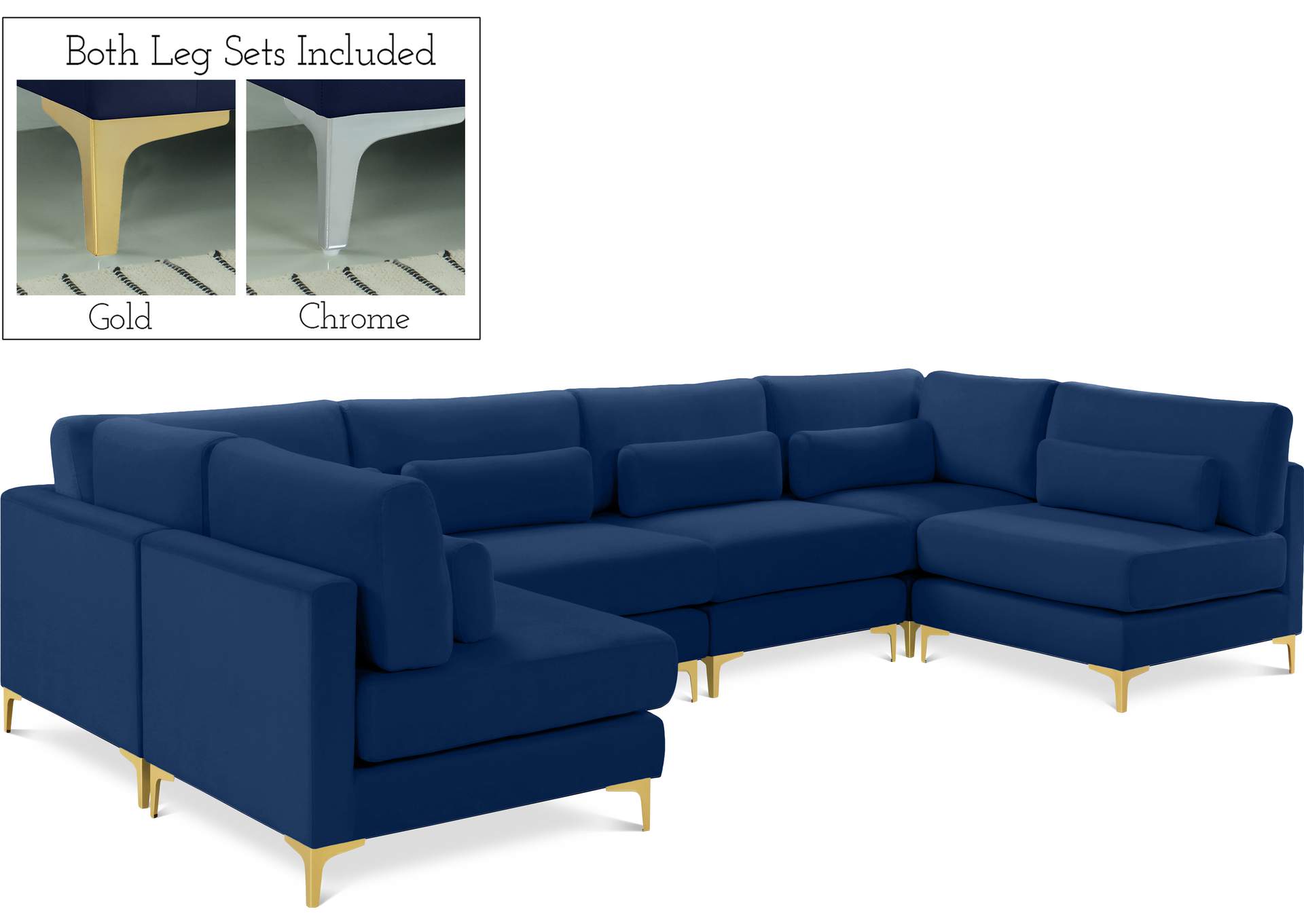 Julia Navy Velvet Modular Sectional (6 Boxes),Meridian Furniture