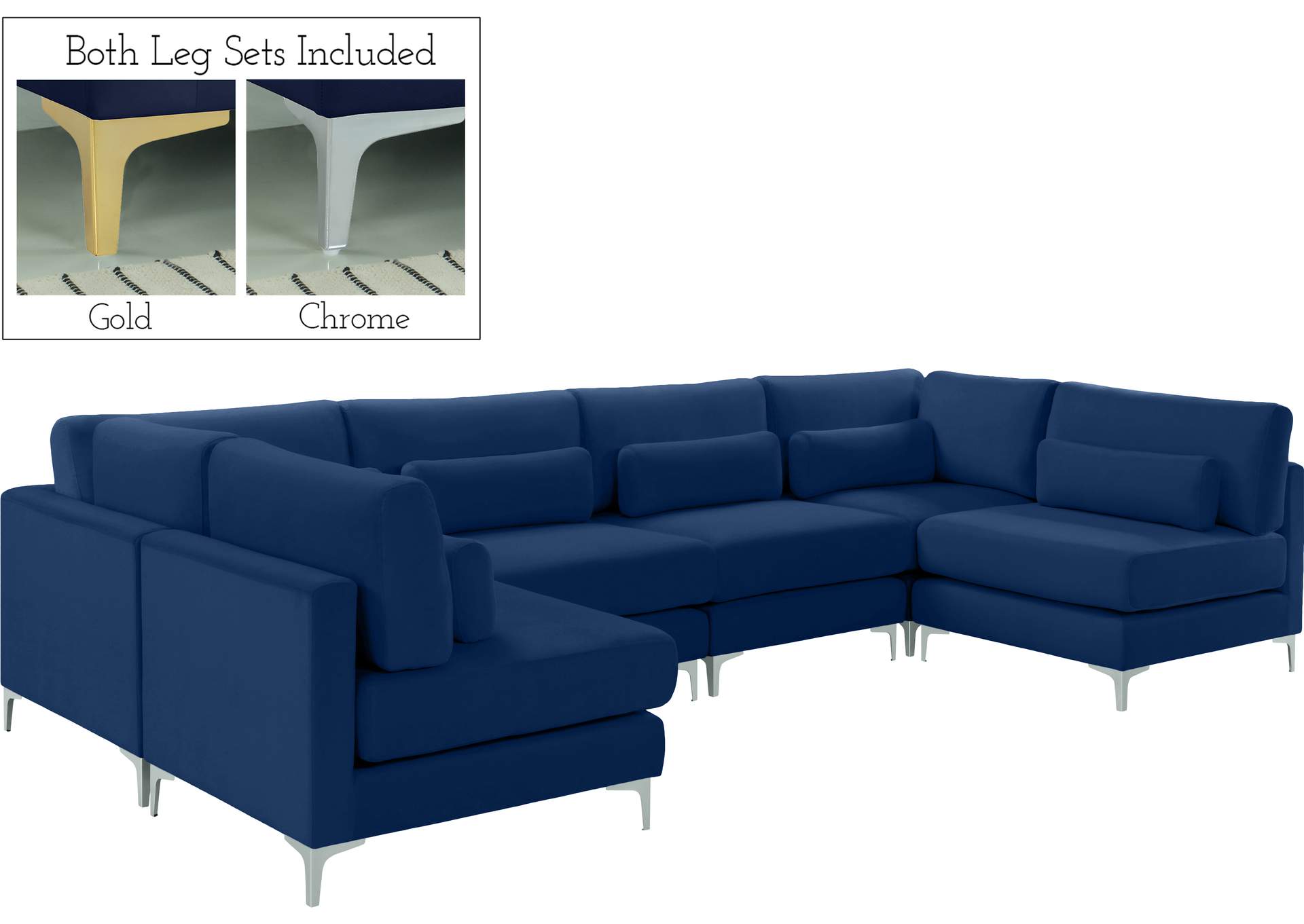 Julia Navy Velvet Modular Sectional (6 Boxes),Meridian Furniture