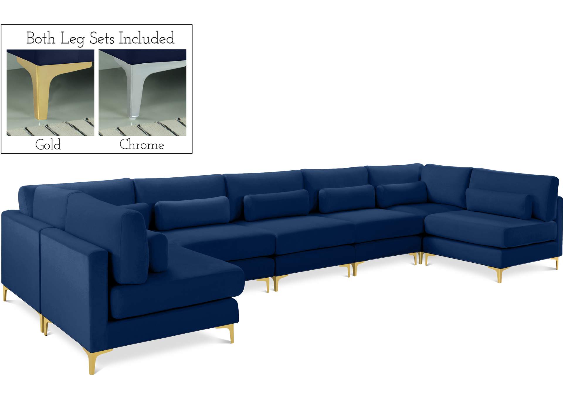 Julia Navy Velvet Modular Sectional (7 Boxes),Meridian Furniture