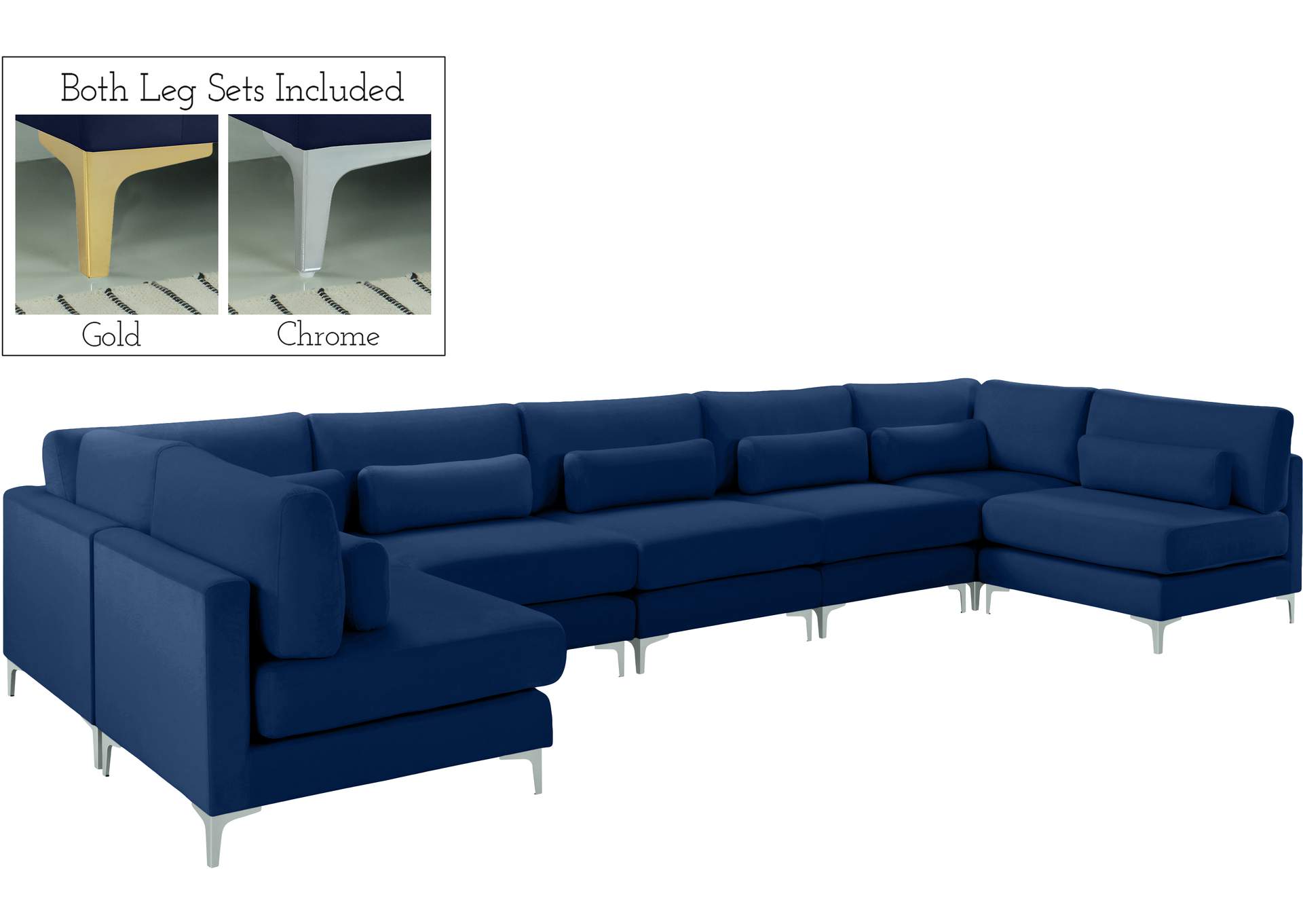 Julia Navy Velvet Modular Sectional (7 Boxes),Meridian Furniture