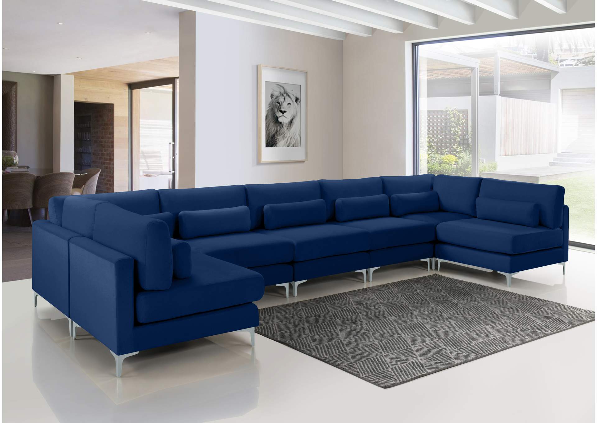 Julia Navy Velvet Modular Sectional (7 Boxes),Meridian Furniture