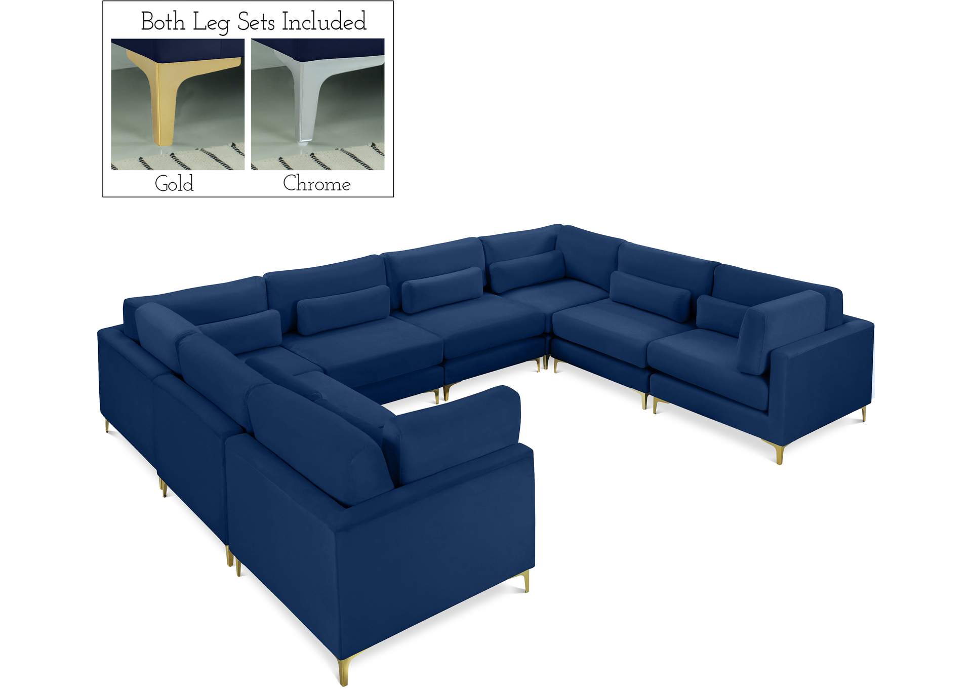 Julia Navy Velvet Modular Sectional (8 Boxes),Meridian Furniture