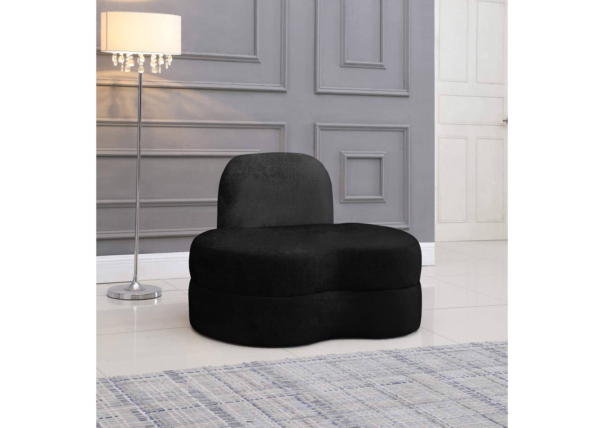 Mitzy Black Velvet Chair,Meridian Furniture