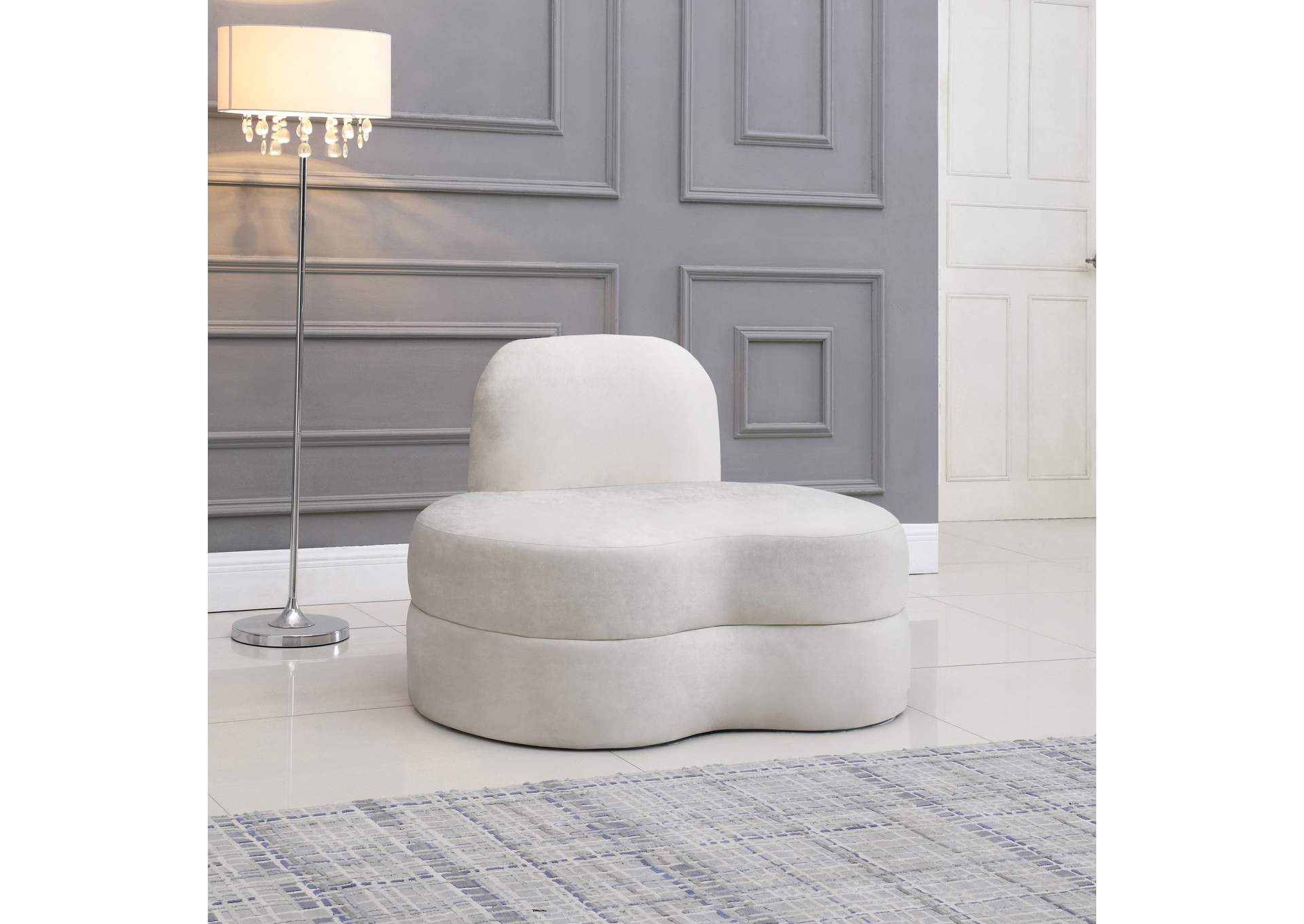 Mitzy Cream Velvet Chair,Meridian Furniture