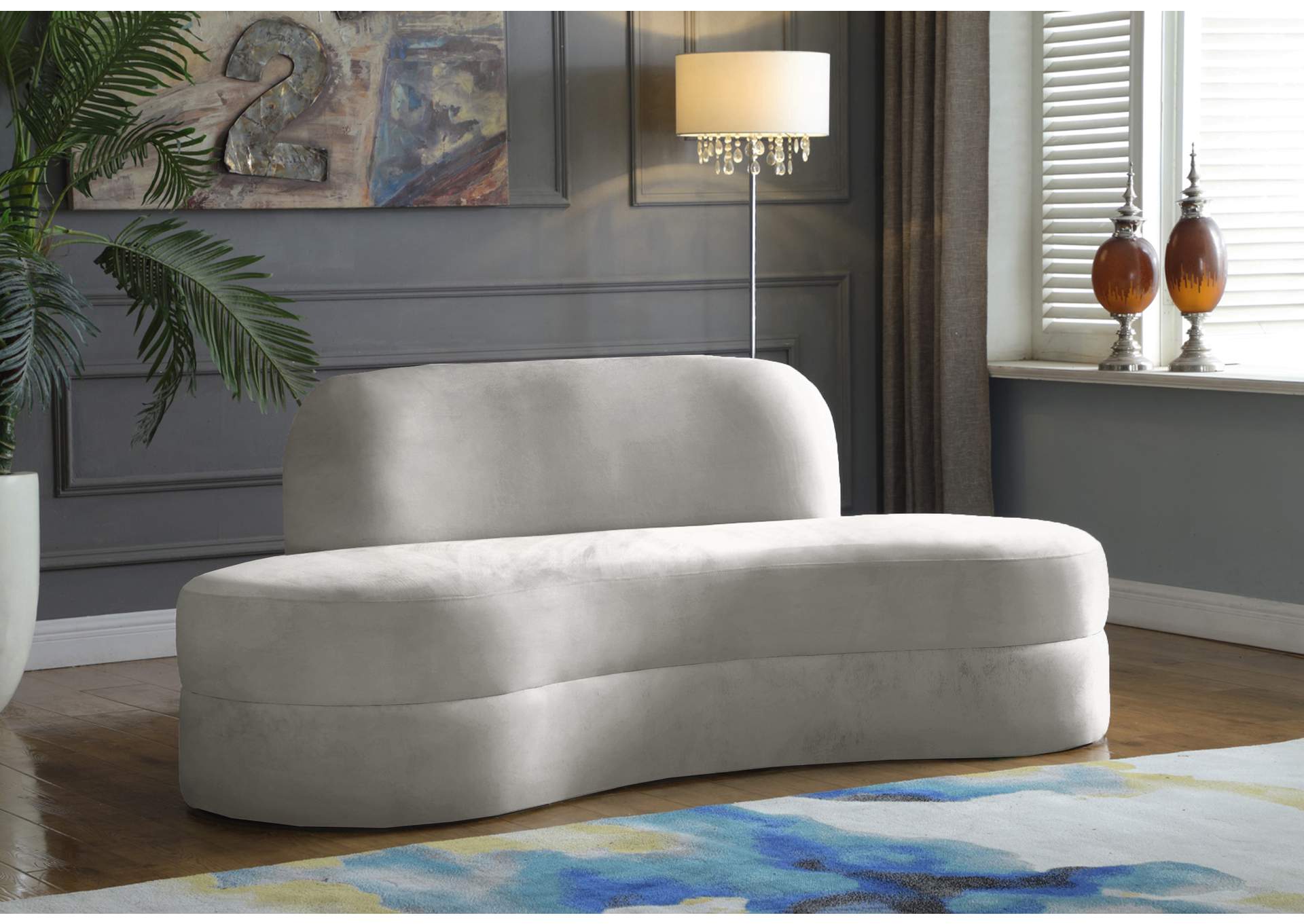 Mitzy Cream Velvet Sofa,Meridian Furniture