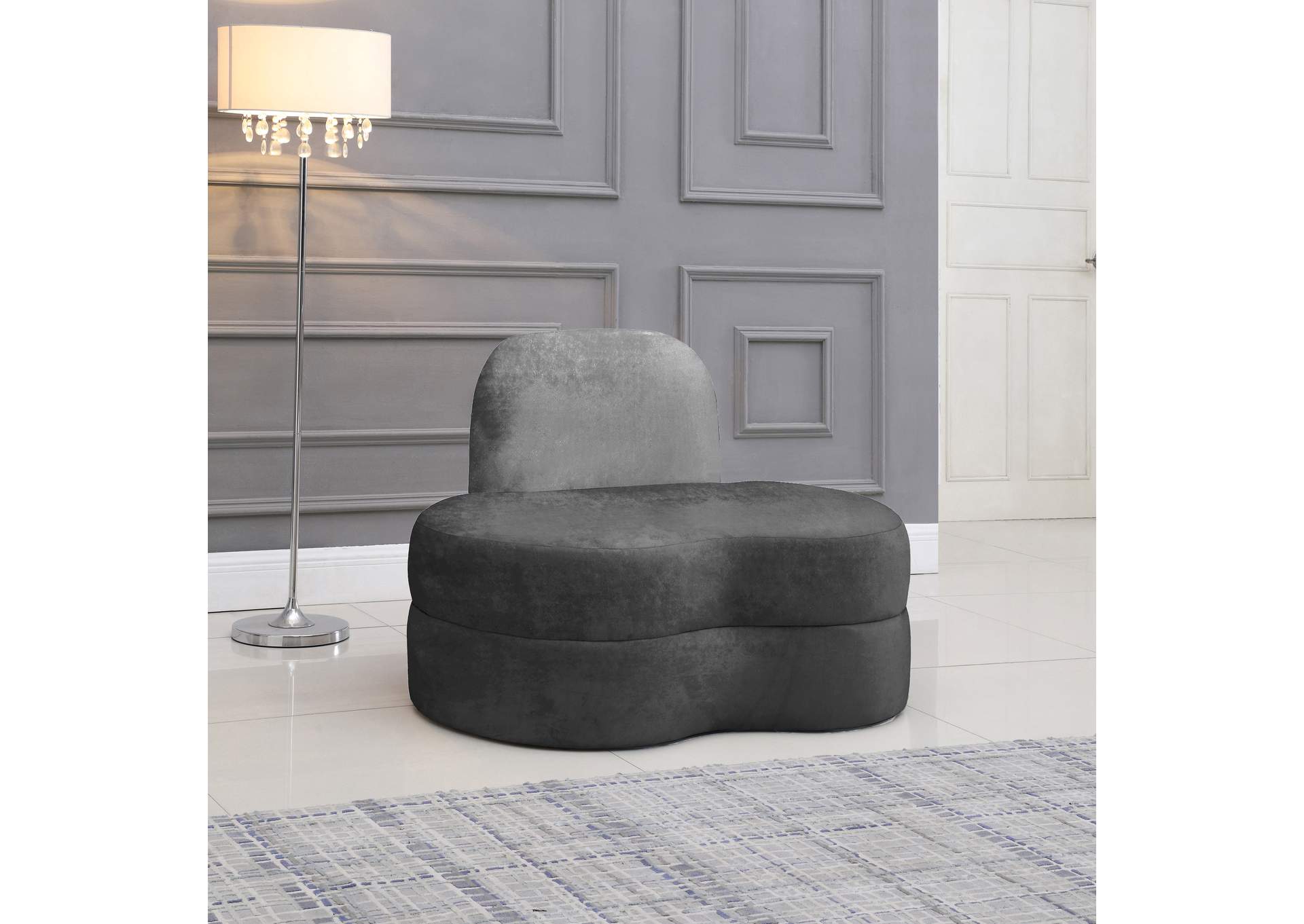 Mitzy Grey Velvet Chair,Meridian Furniture