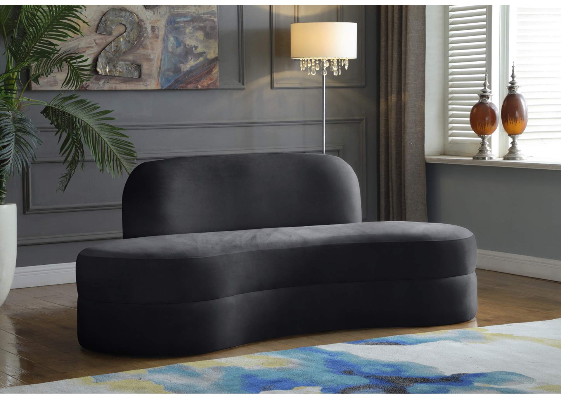 Mitzy Grey Velvet Sofa,Meridian Furniture