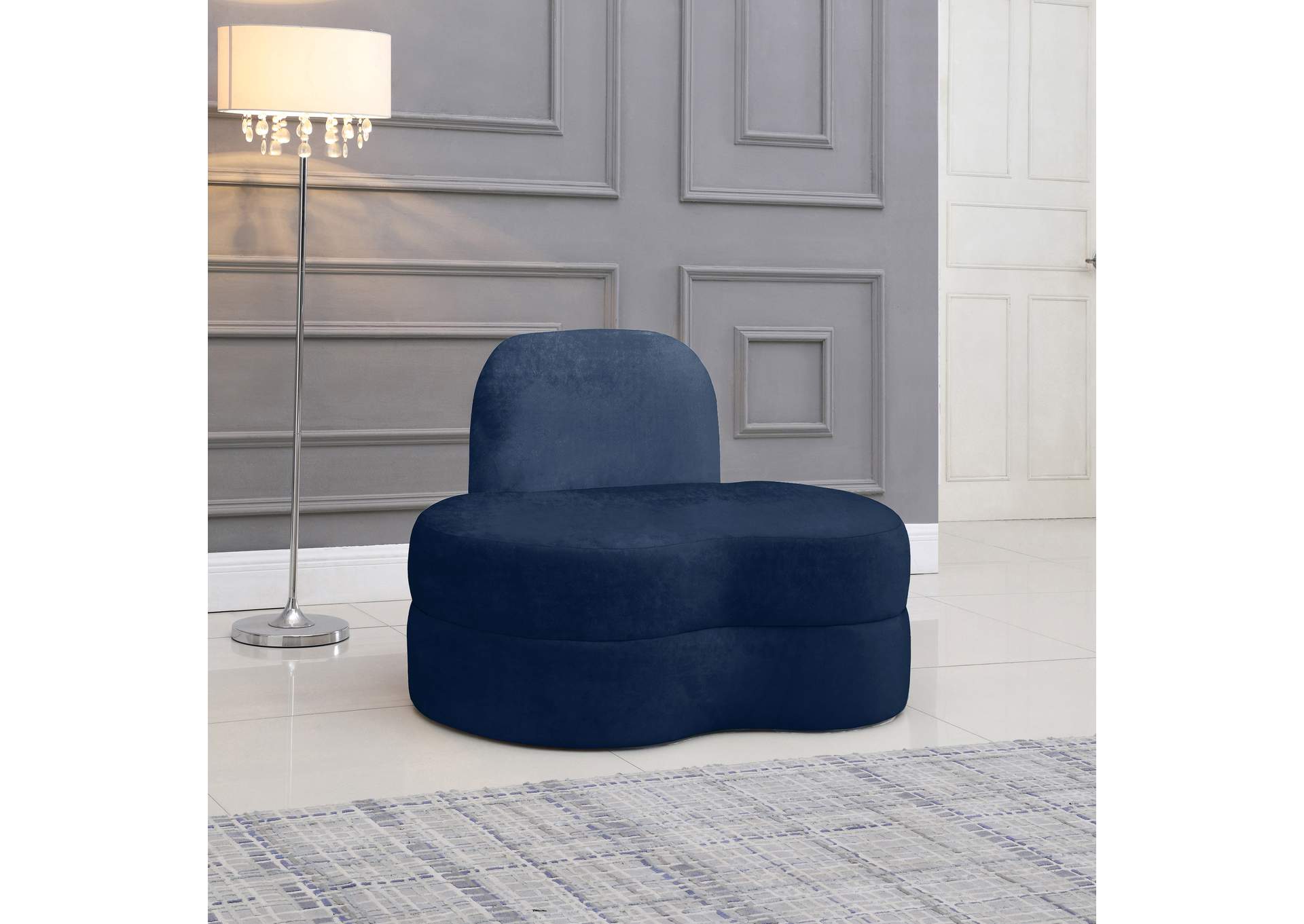 Mitzy Navy Velvet Chair,Meridian Furniture