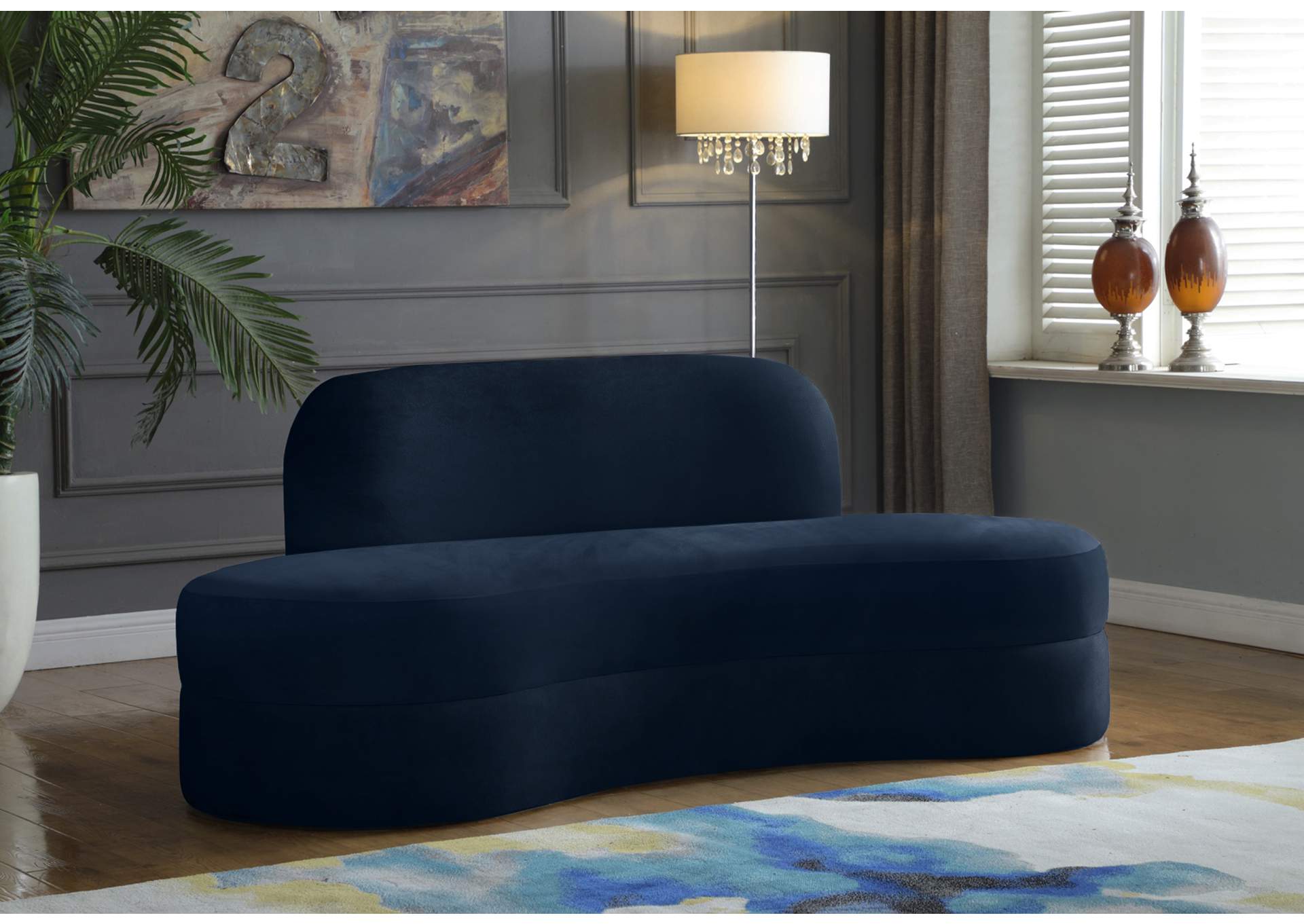 Mitzy Navy Velvet Sofa,Meridian Furniture