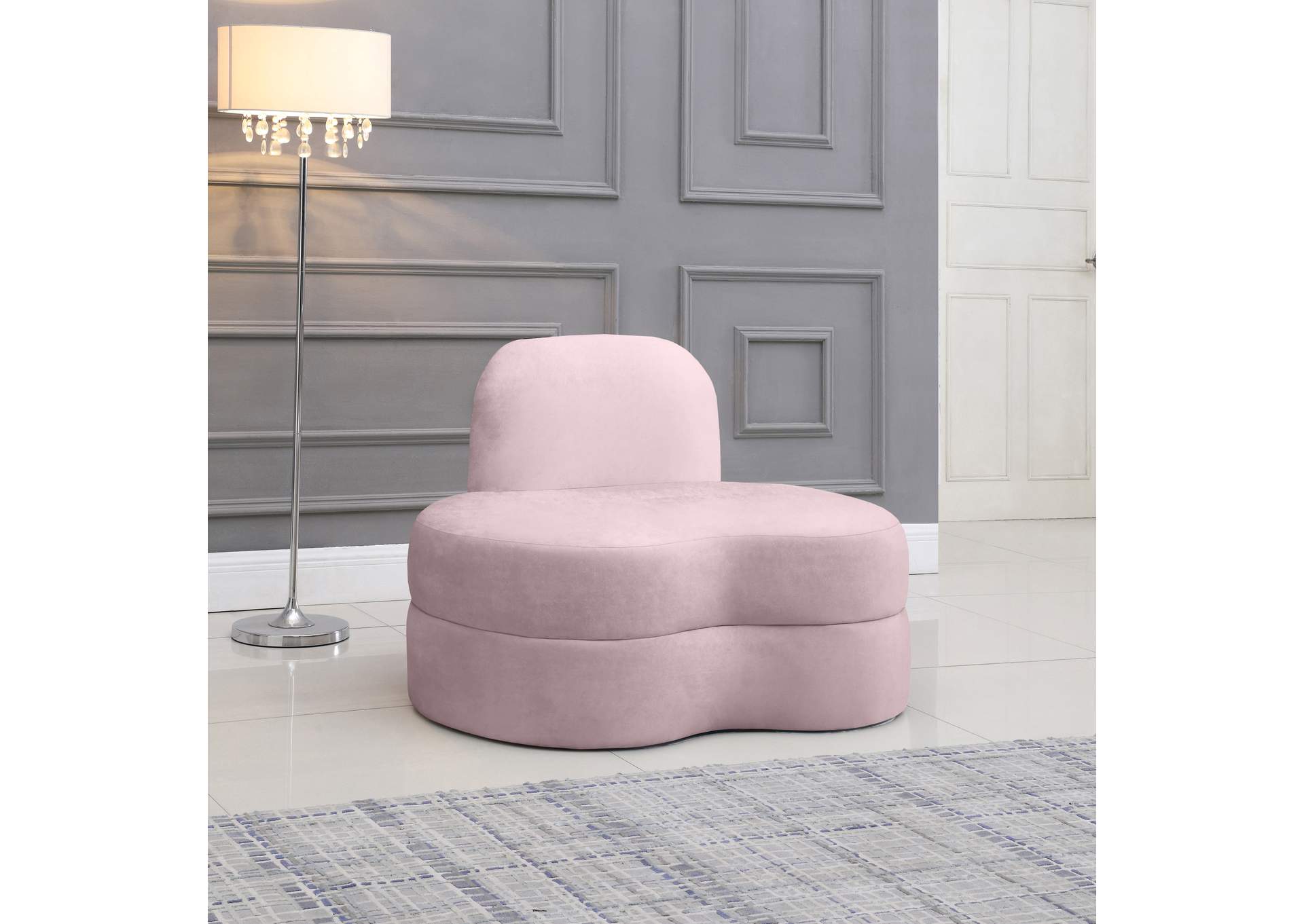 Mitzy Pink Velvet Chair,Meridian Furniture