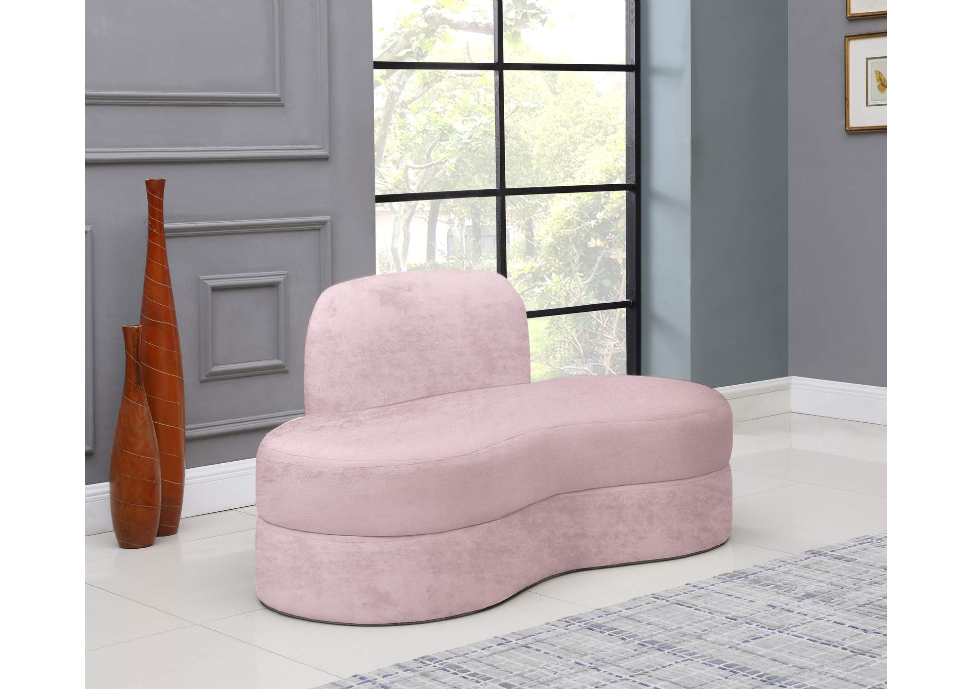 Mitzy Pink Velvet Loveseat,Meridian Furniture