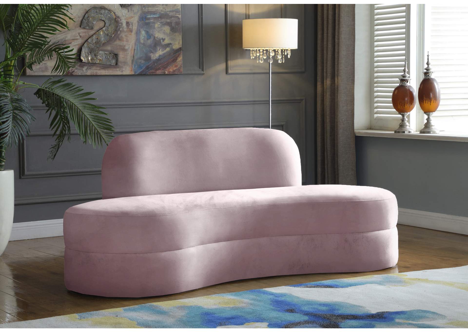 Mitzy Pink Velvet Sofa,Meridian Furniture