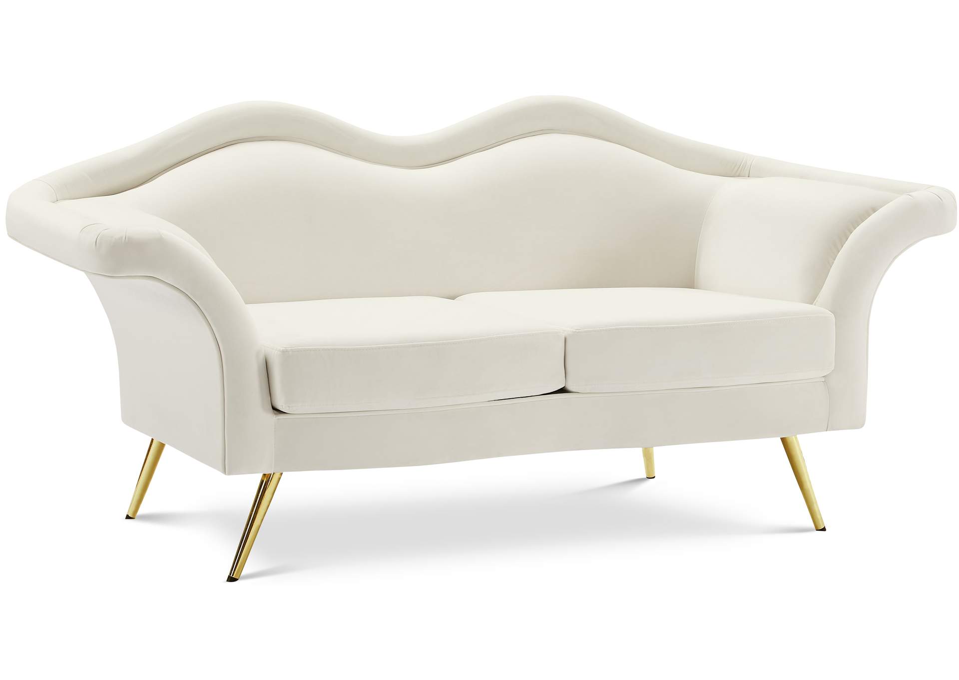 Lips Cream Velvet Loveseat,Meridian Furniture