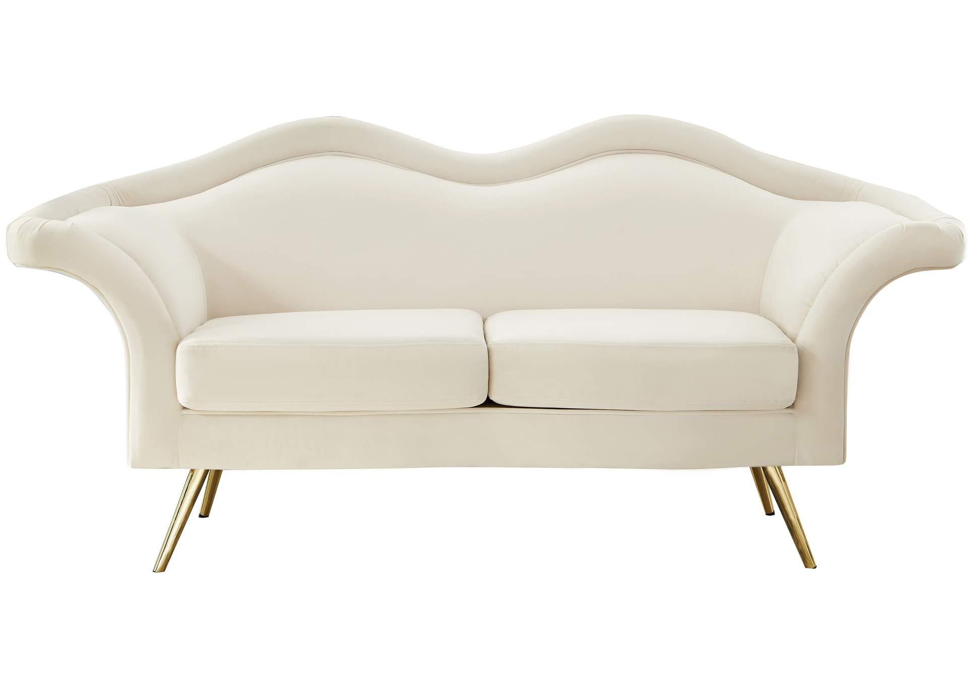 Lips Cream Velvet Loveseat,Meridian Furniture