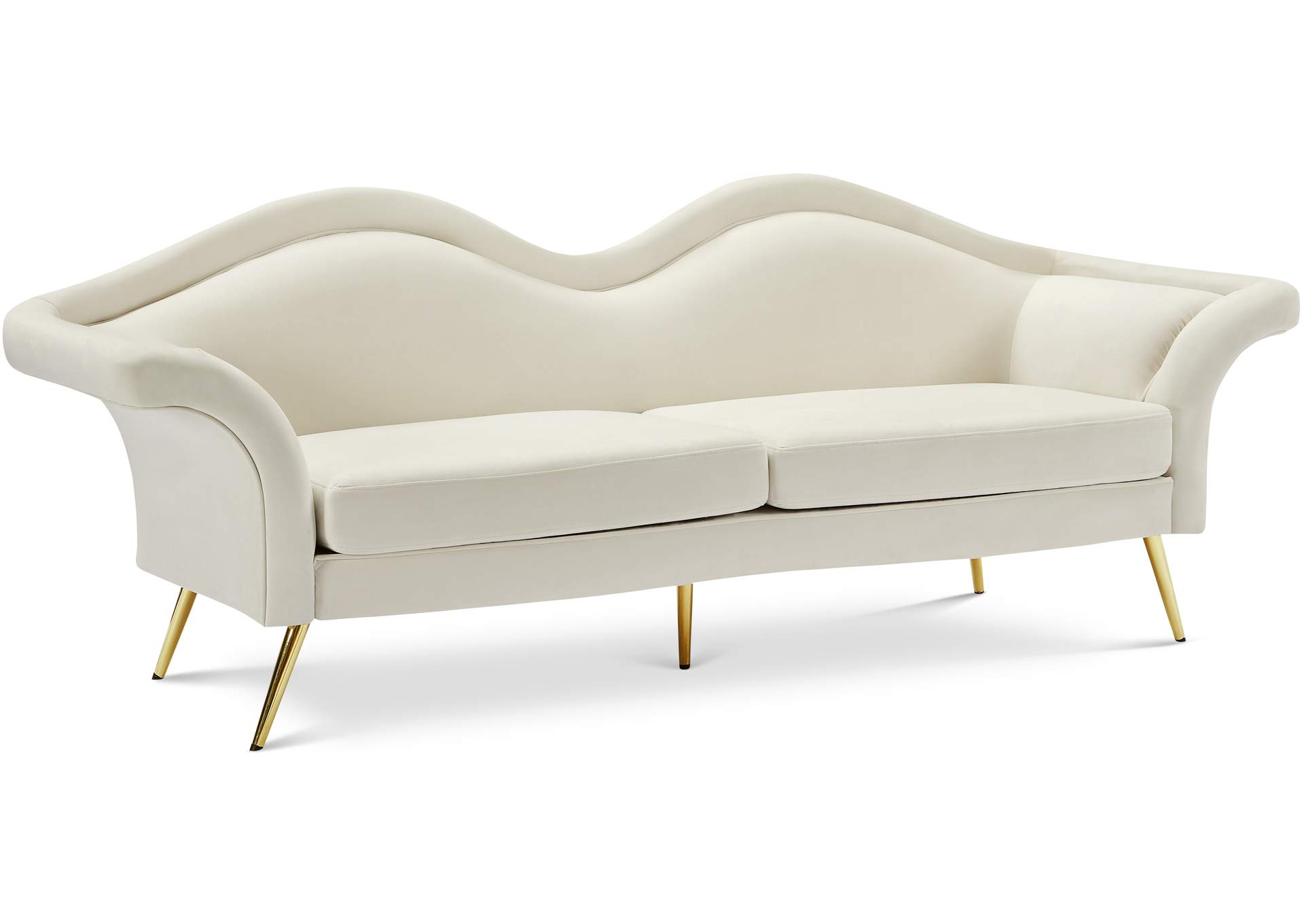 Lips Cream Velvet Sofa,Meridian Furniture