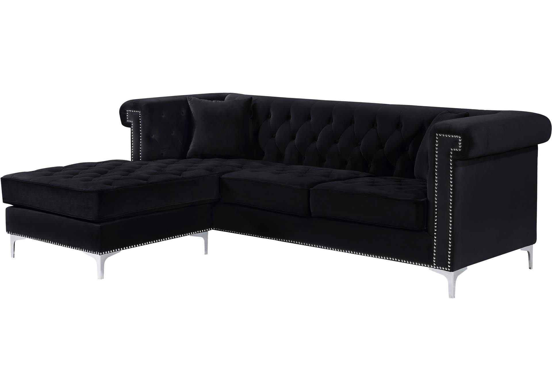 Damian Black Velvet 2 Piece Reversible Sectional,Meridian Furniture