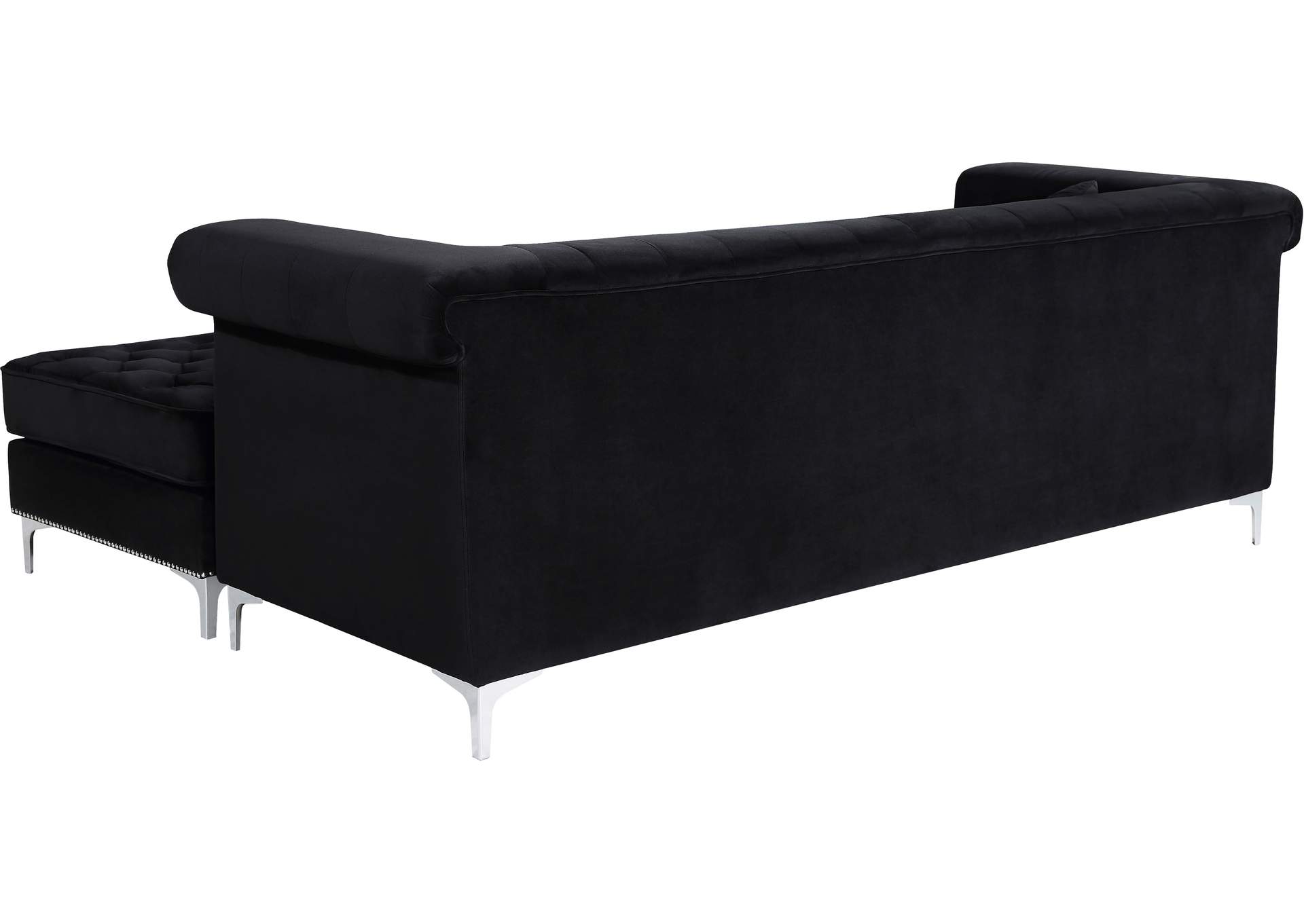 Damian Black Velvet 2 Piece Reversible Sectional,Meridian Furniture