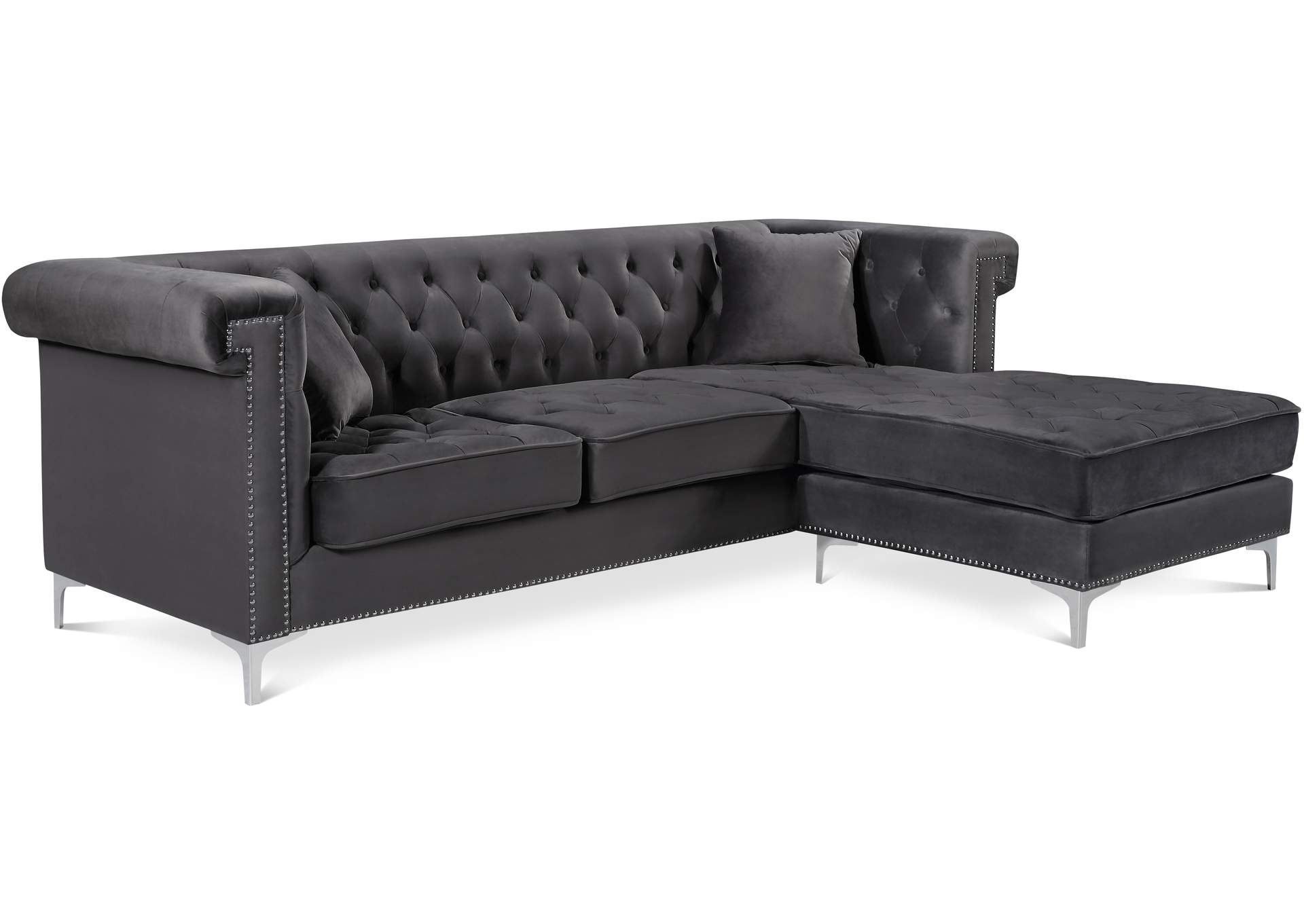 Damian Grey Velvet 2 Piece Reversible Sectional,Meridian Furniture