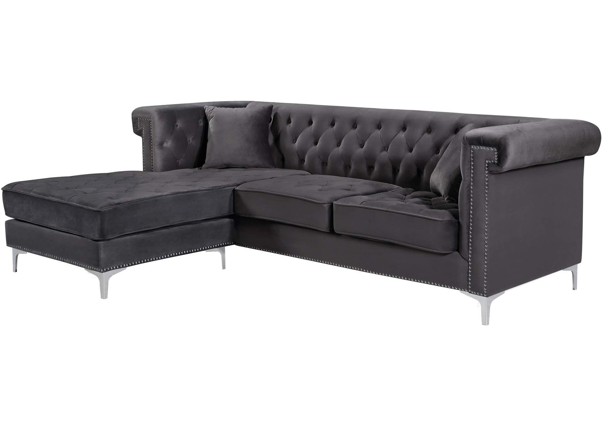 Damian Grey Velvet 2 Piece Reversible Sectional,Meridian Furniture