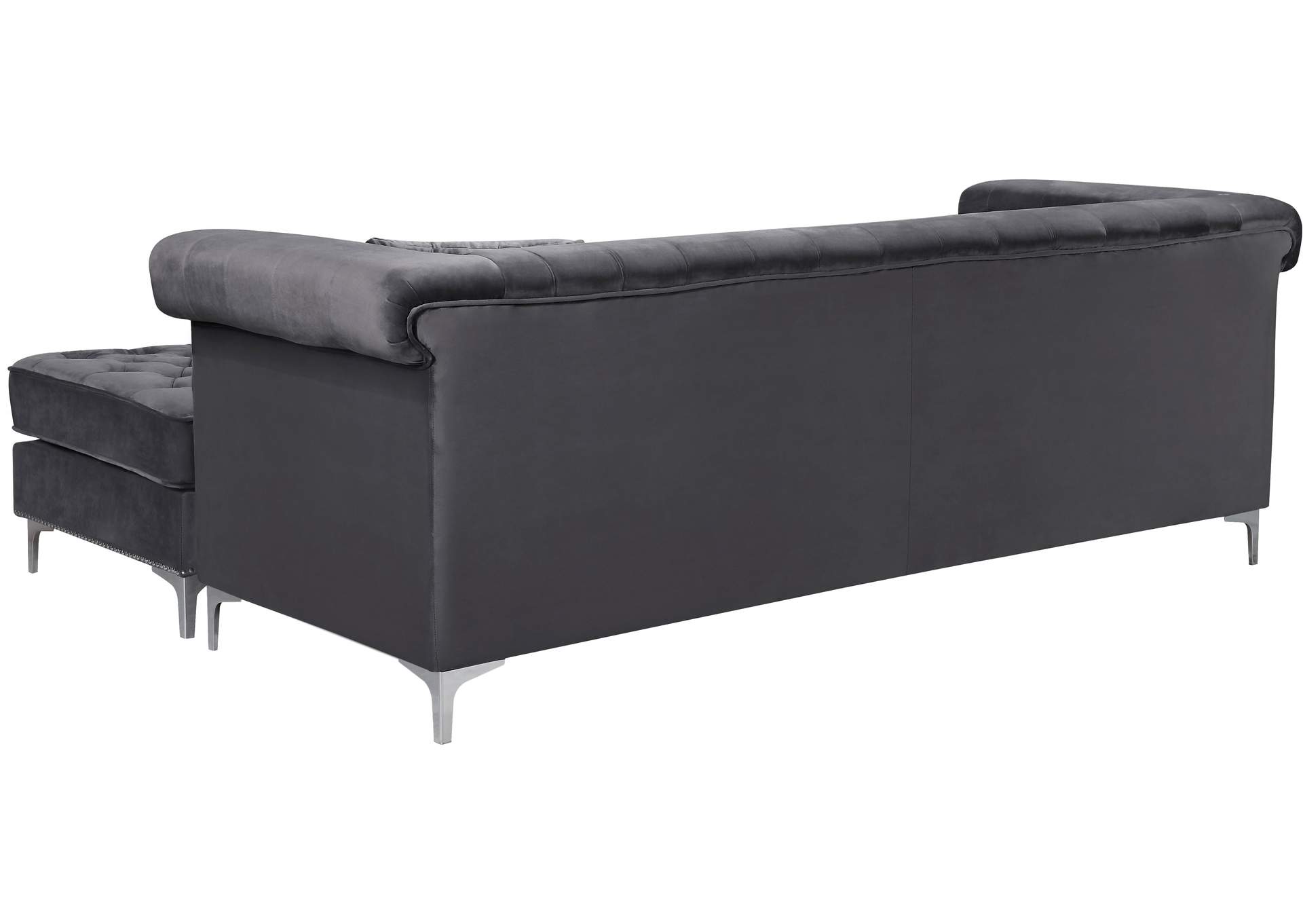 Damian Grey Velvet 2 Piece Reversible Sectional,Meridian Furniture