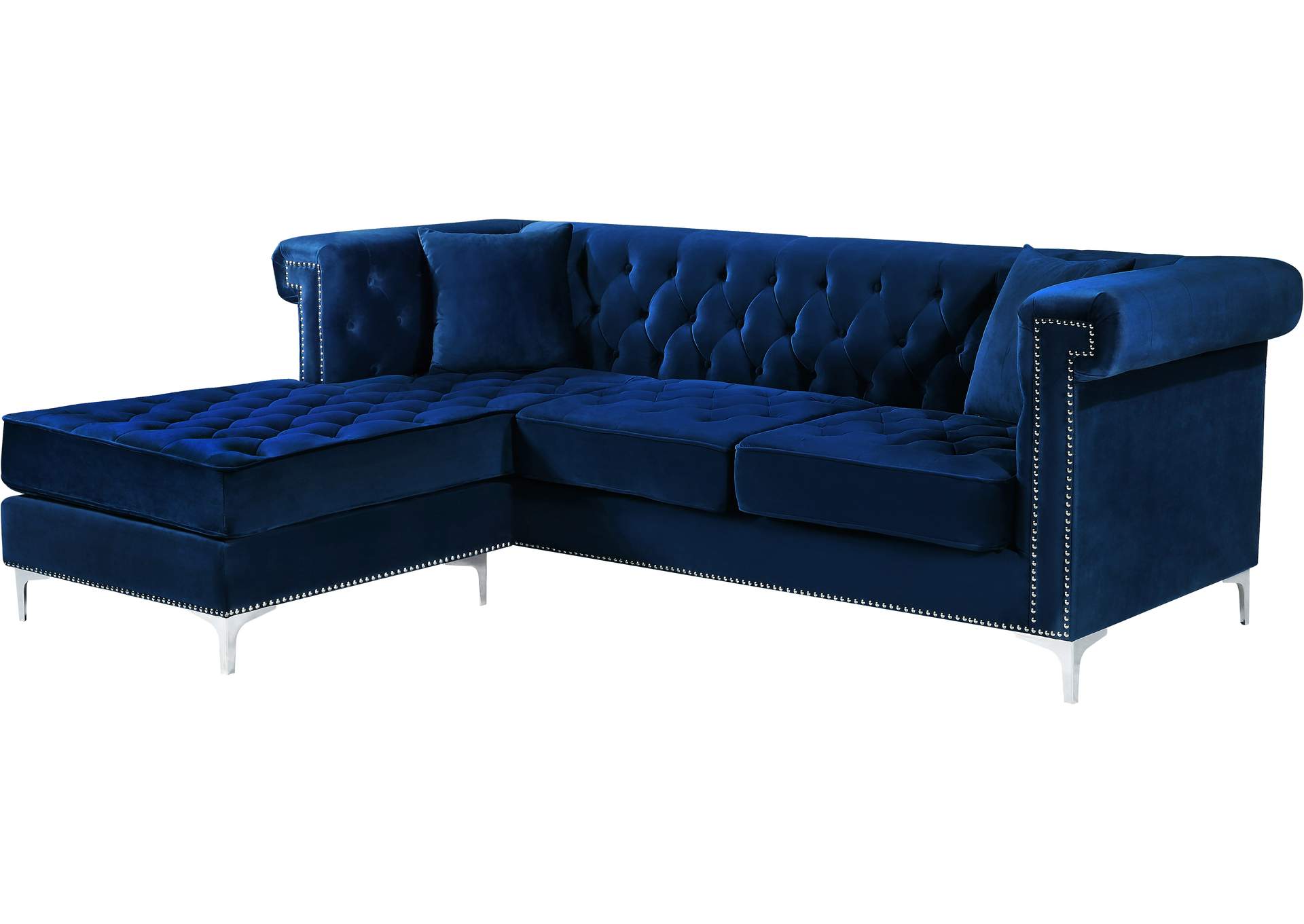 Damian Navy Velvet 2 Piece Reversible Sectional,Meridian Furniture