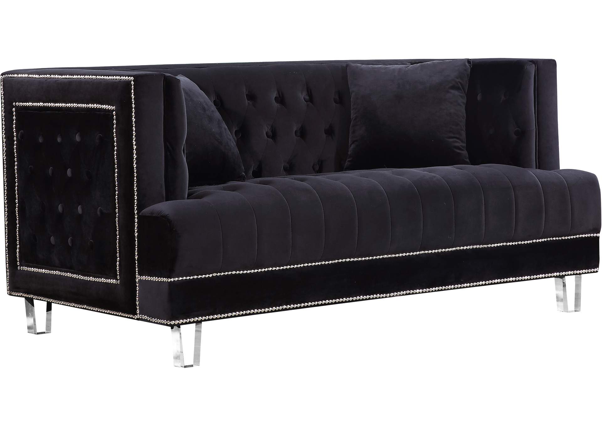 Lucas Black Velvet Loveseat,Meridian Furniture