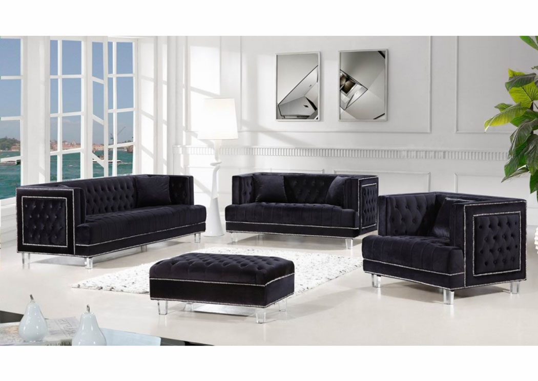 Lucas Black Velvet Sofa & Loveseat,Meridian Furniture