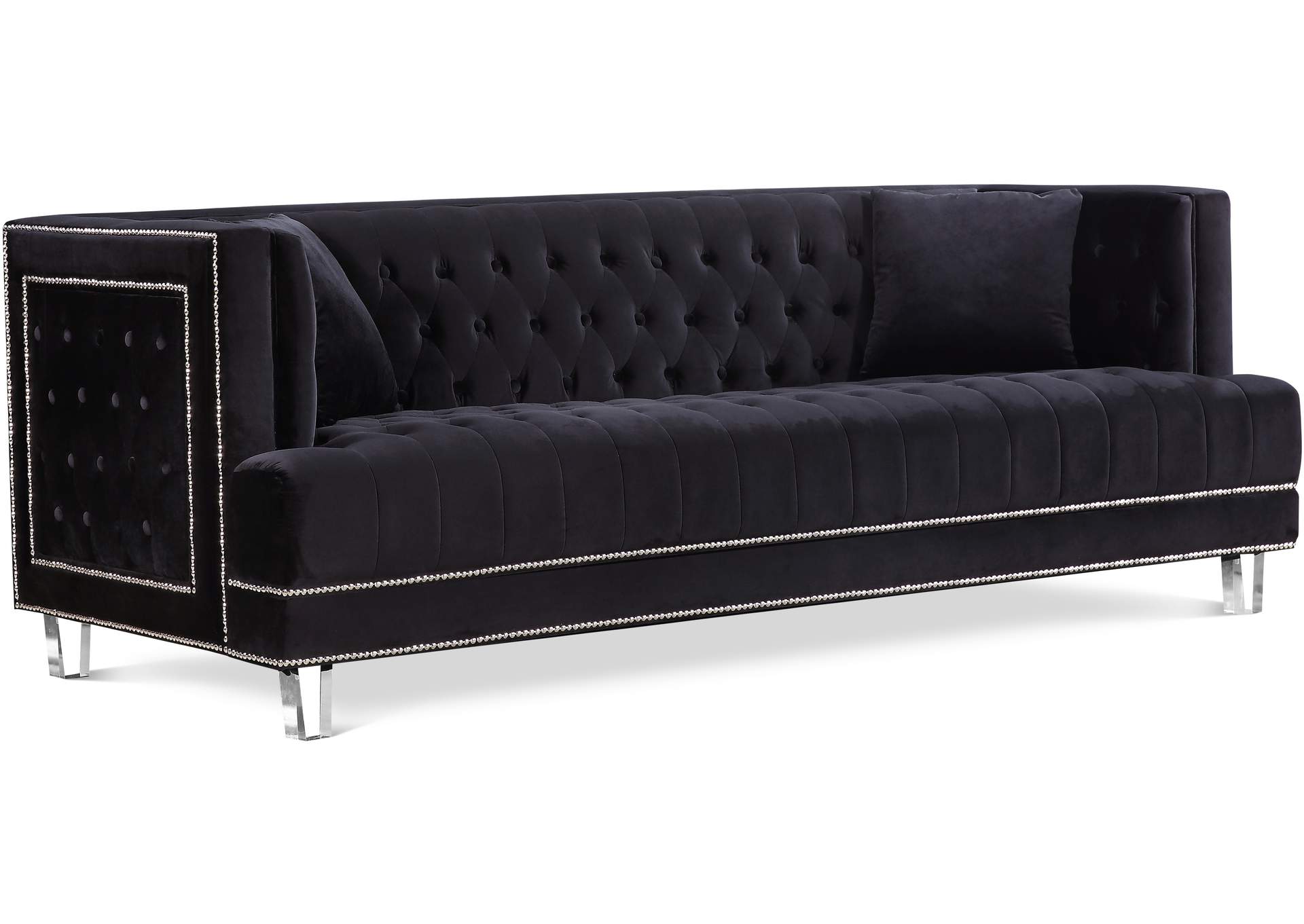 Lucas Black Velvet Sofa,Meridian Furniture