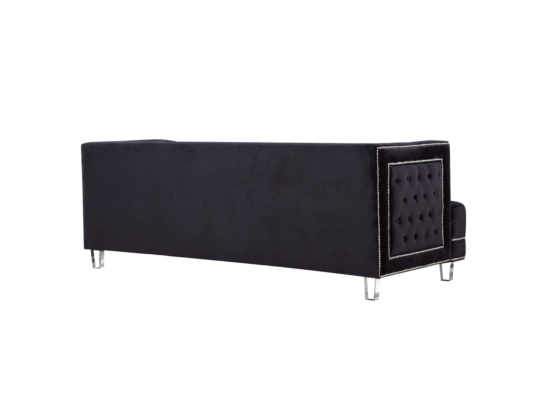 Lucas Black Velvet Sofa,Meridian Furniture