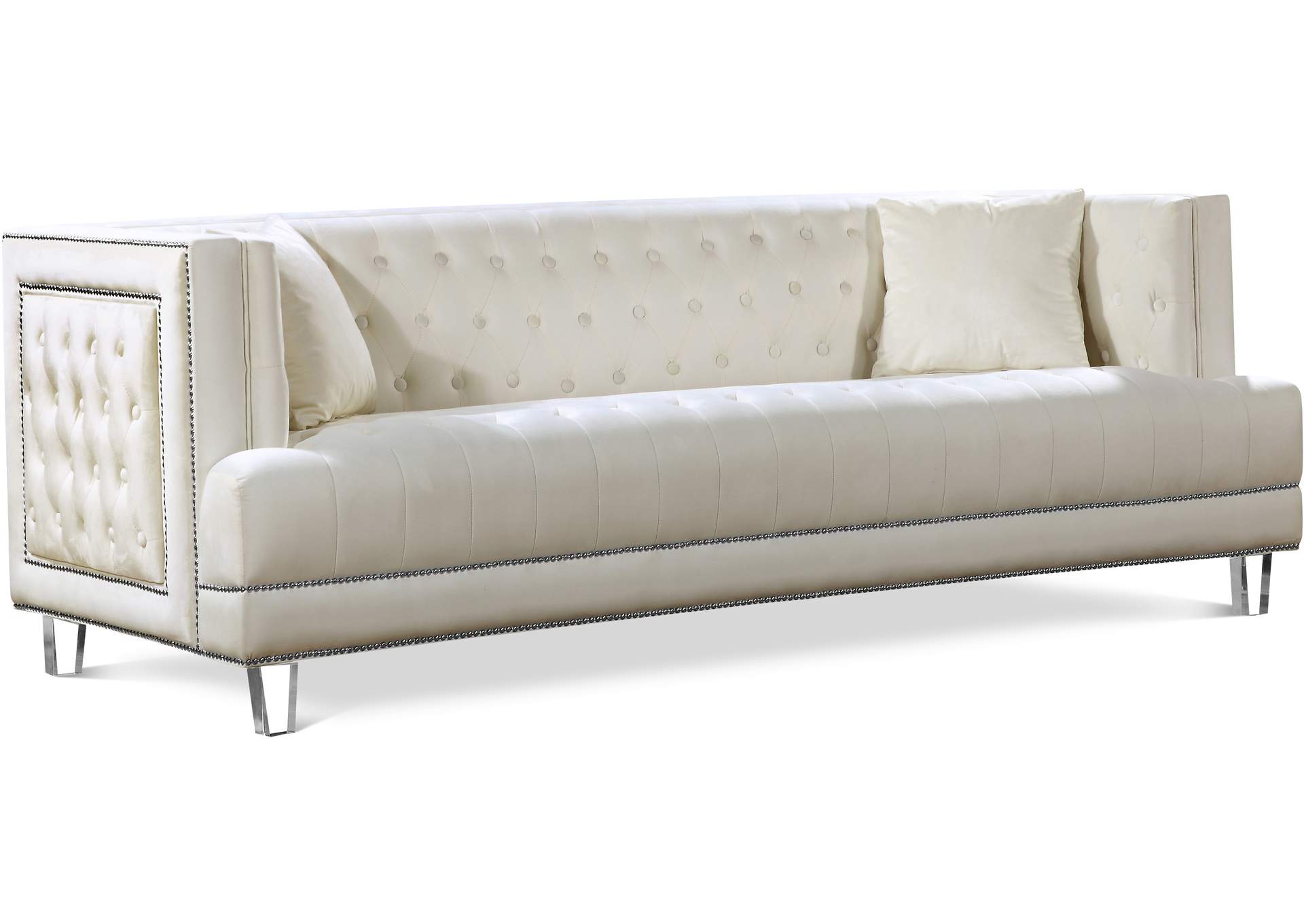 Lucas Cream Velvet Sofa,Meridian Furniture