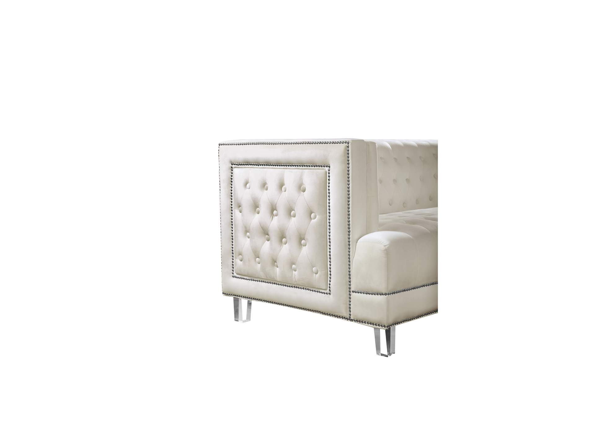 Lucas Cream Velvet Sofa,Meridian Furniture