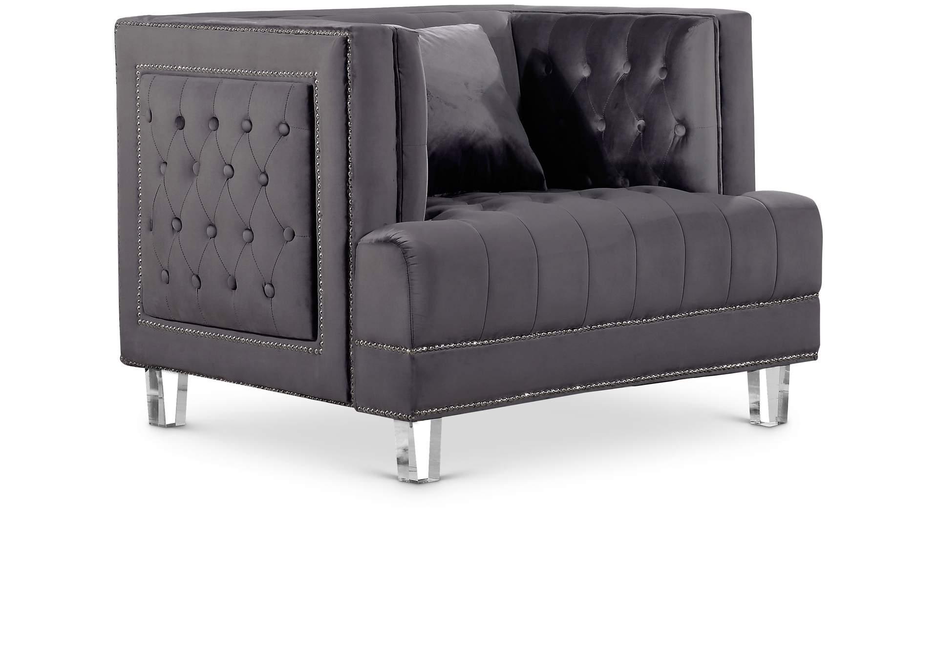 Lucas Grey Velvet Chair,Meridian Furniture