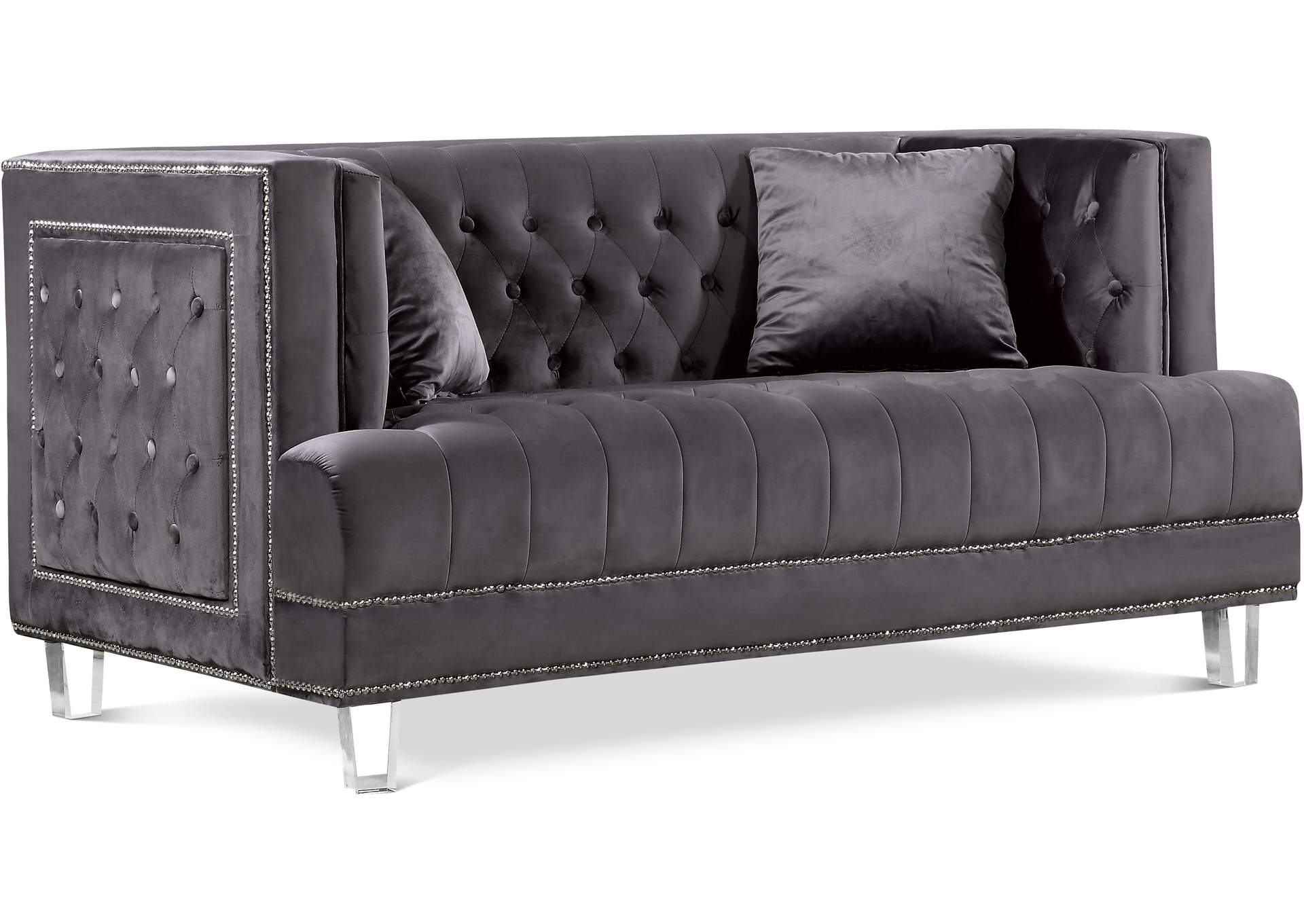 Lucas Grey Velvet Loveseat,Meridian Furniture