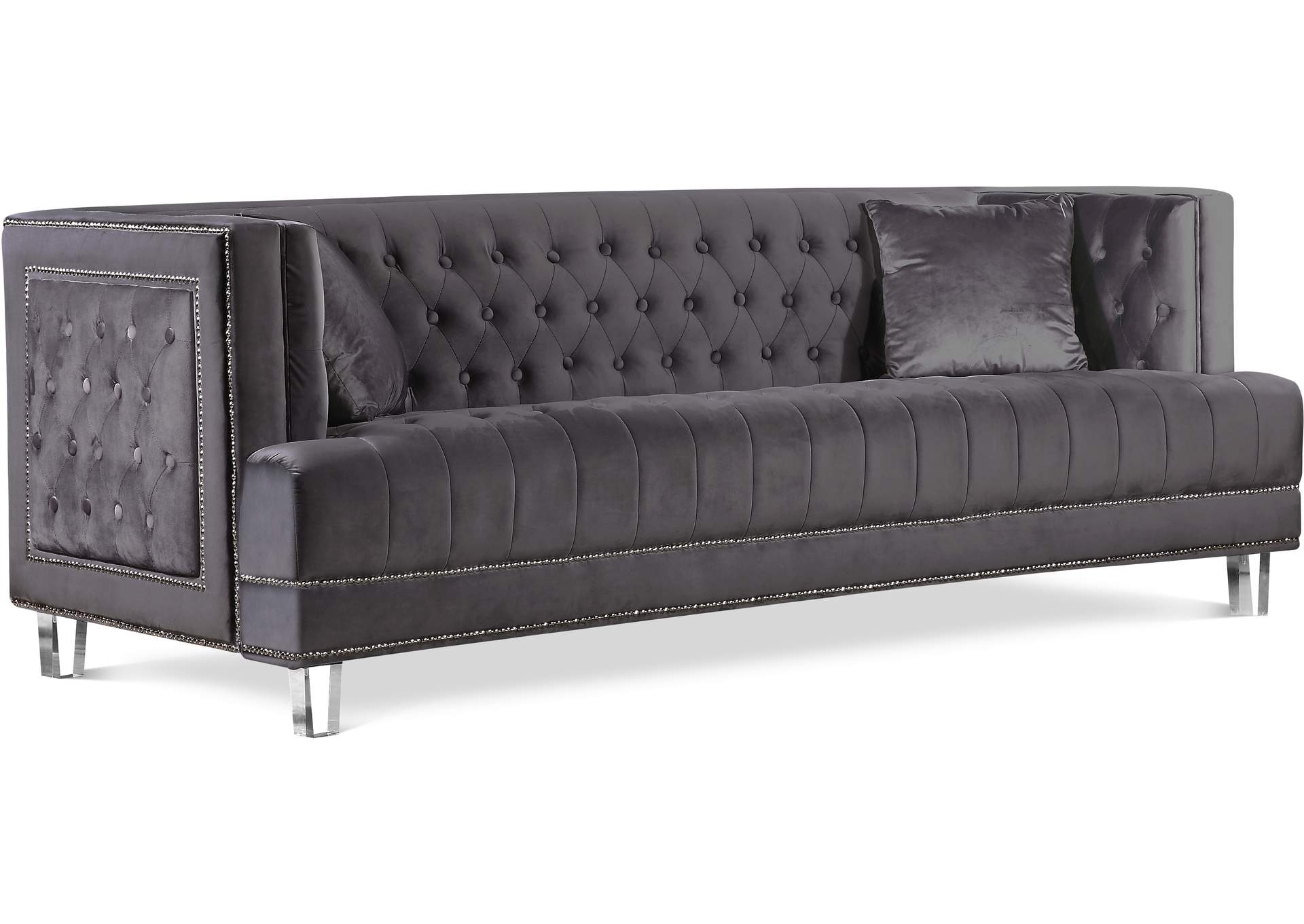 Lucas Grey Velvet Sofa,Meridian Furniture