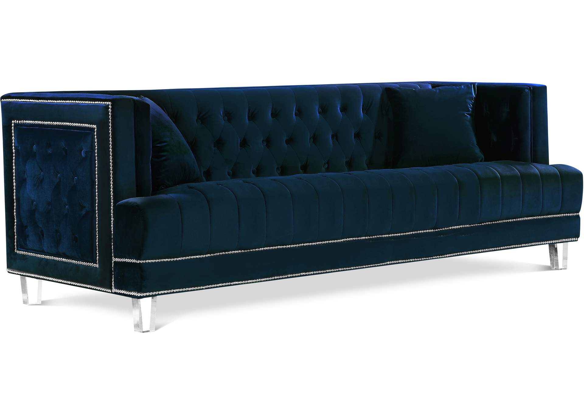 Lucas Navy Velvet Sofa,Meridian Furniture