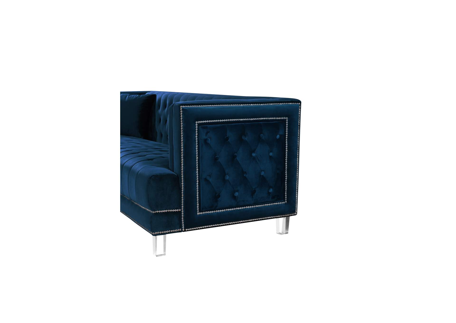 Lucas Navy Velvet Sofa,Meridian Furniture