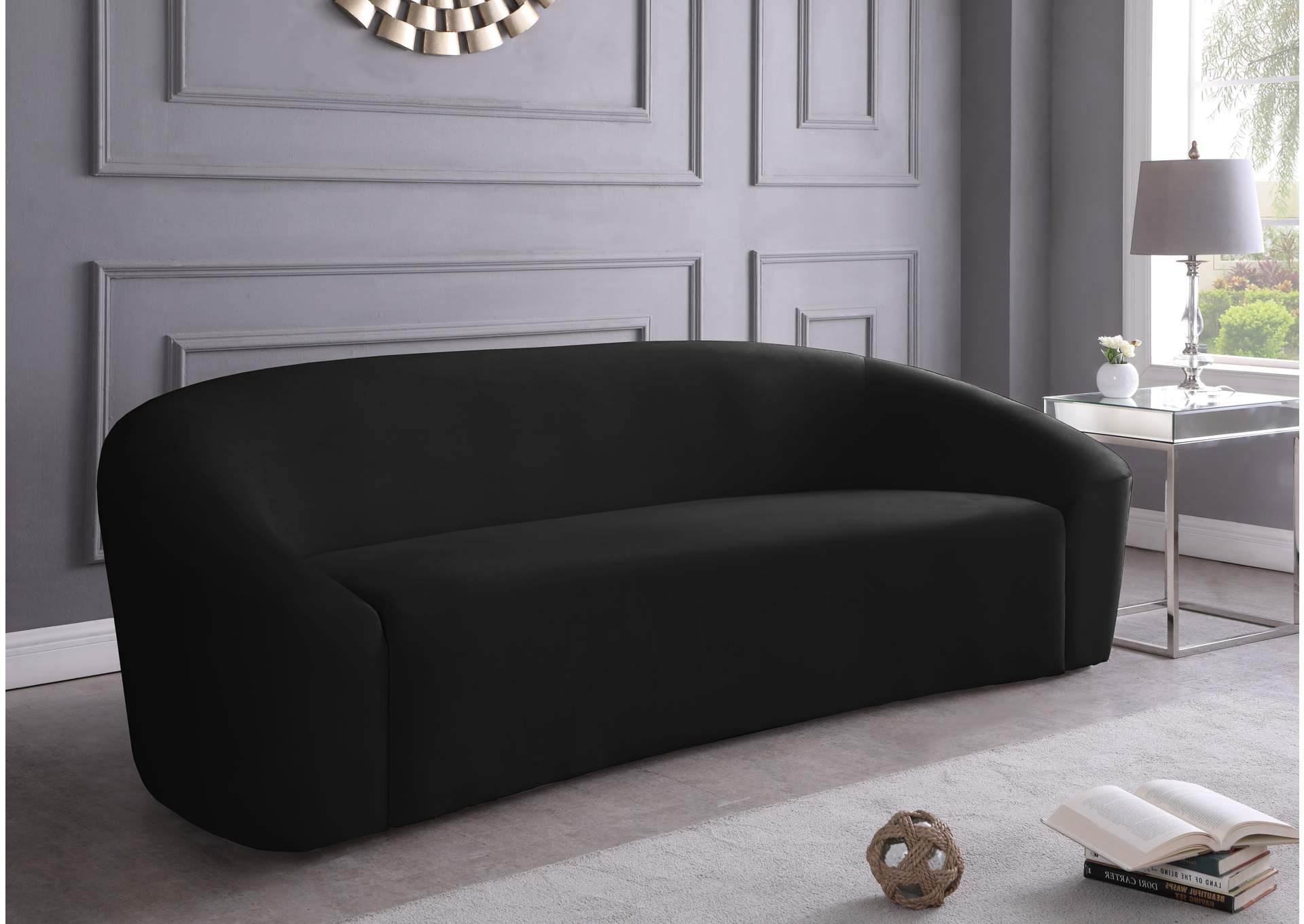 Riley Black Velvet Sofa,Meridian Furniture