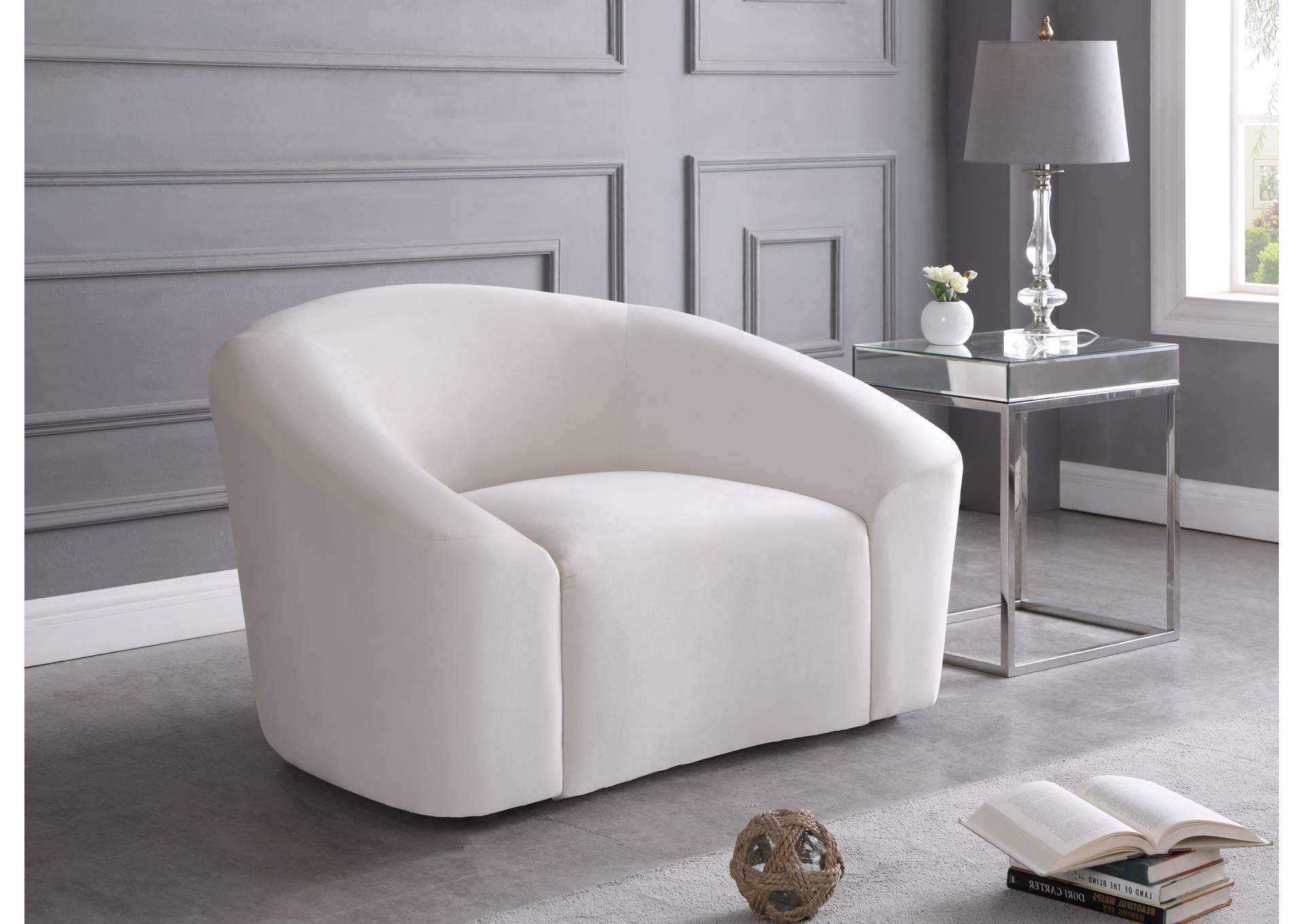 Riley Cream Velvet Chair,Meridian Furniture