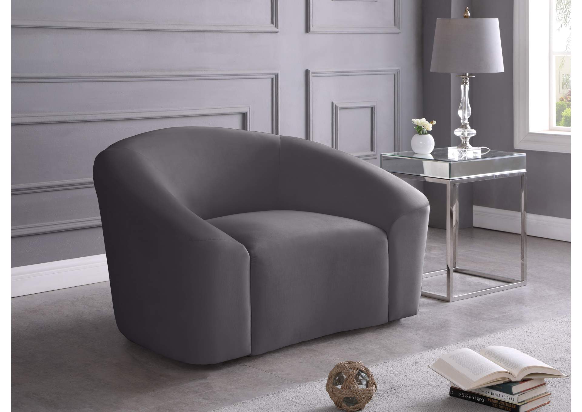 Riley Grey Velvet Chair,Meridian Furniture