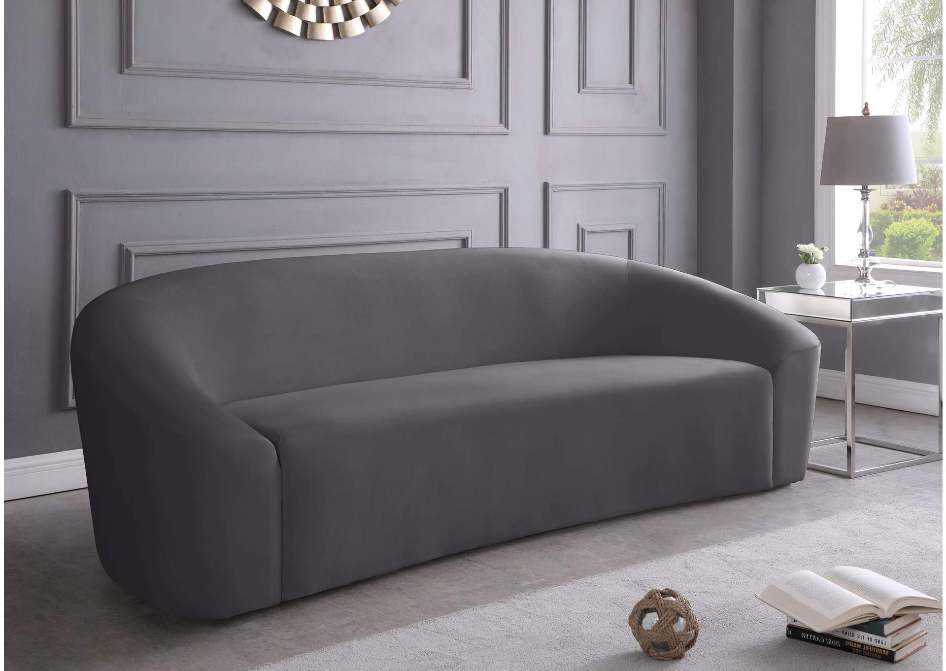 Riley Grey Velvet Sofa,Meridian Furniture