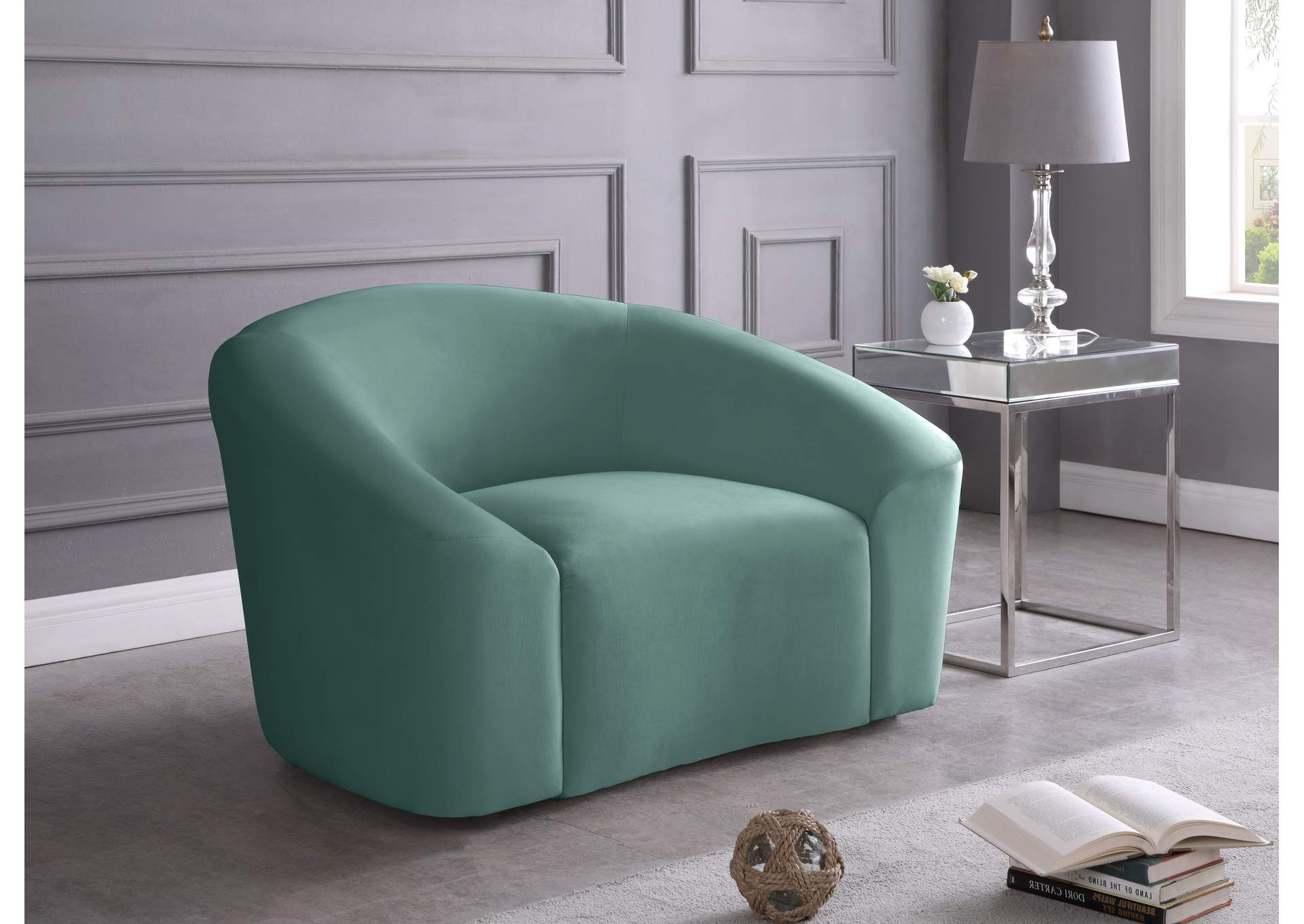 Riley Mint Velvet Chair,Meridian Furniture