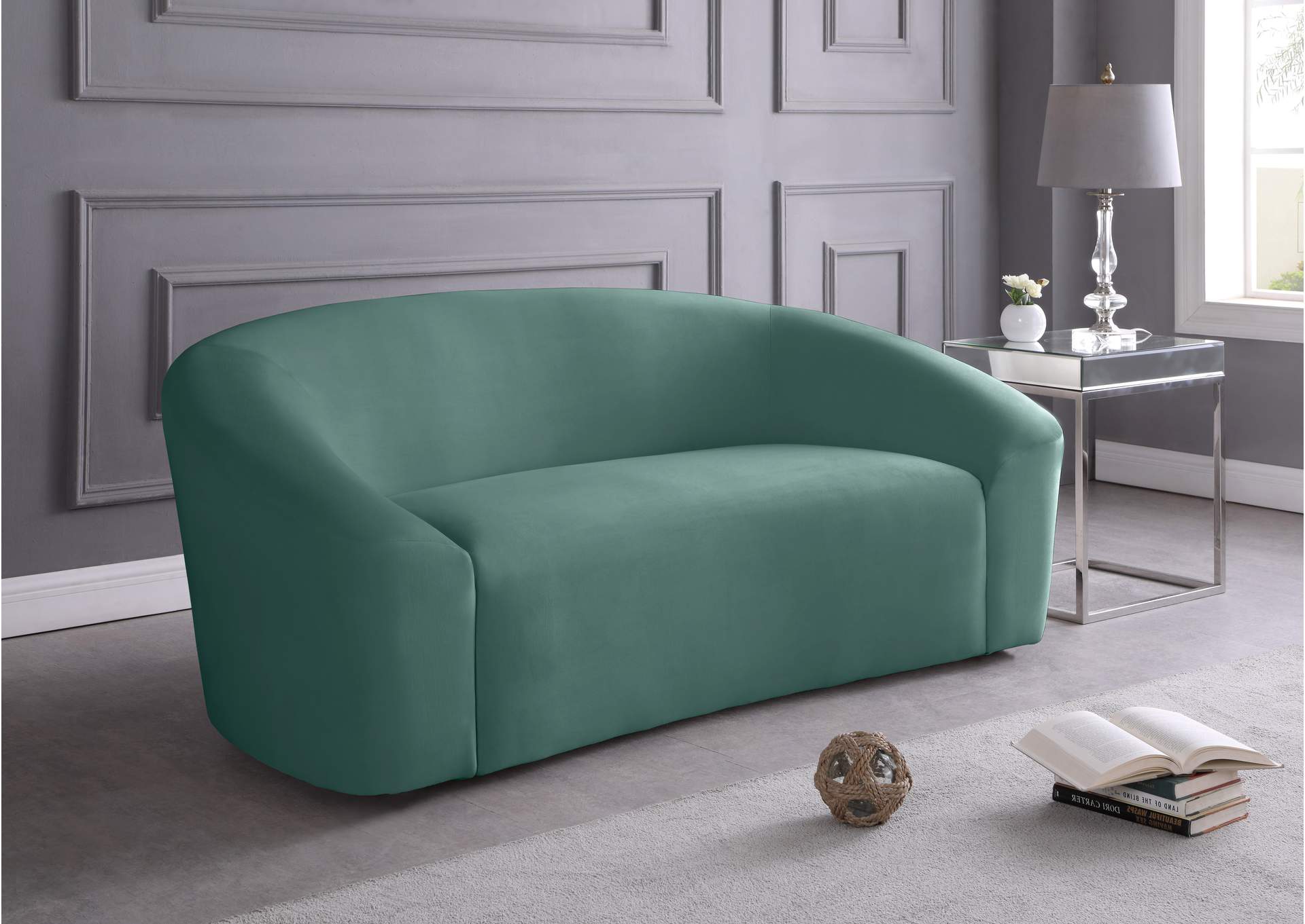 Riley Mint Velvet Loveseat,Meridian Furniture