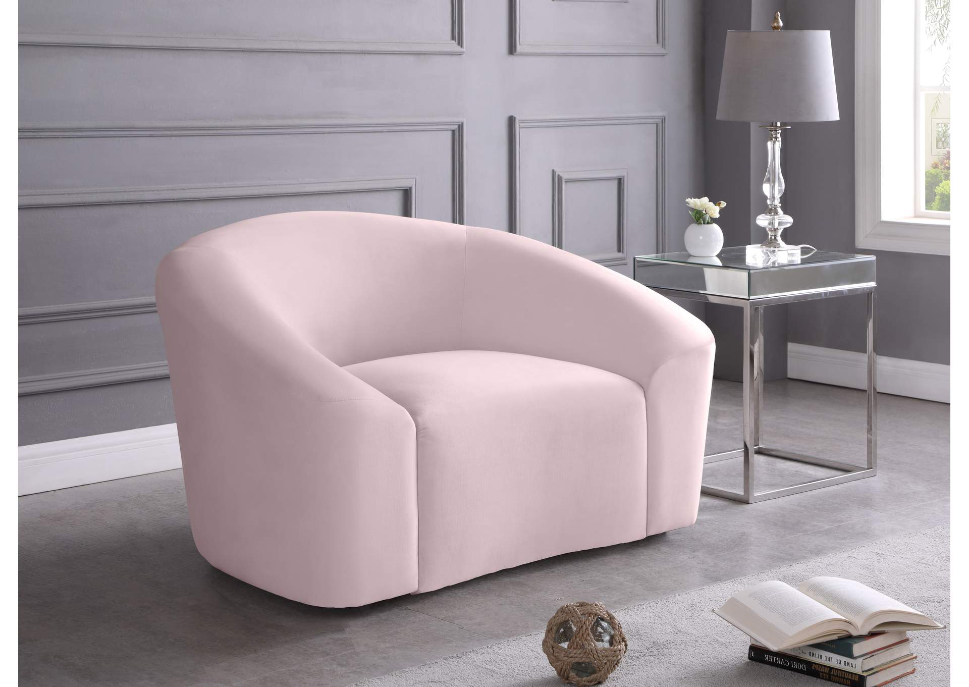 Riley Pink Velvet Chair,Meridian Furniture