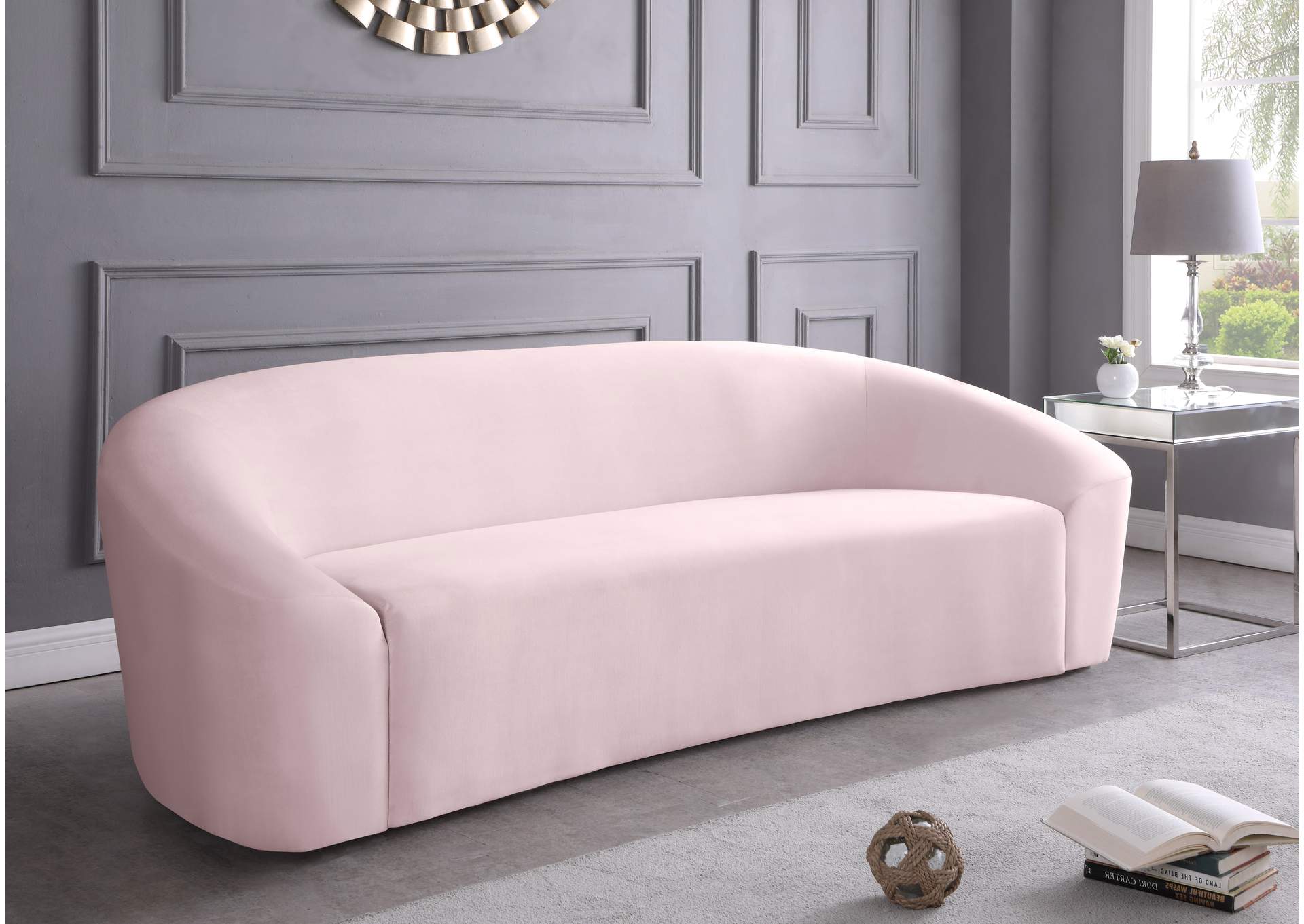 Riley Pink Velvet Sofa,Meridian Furniture