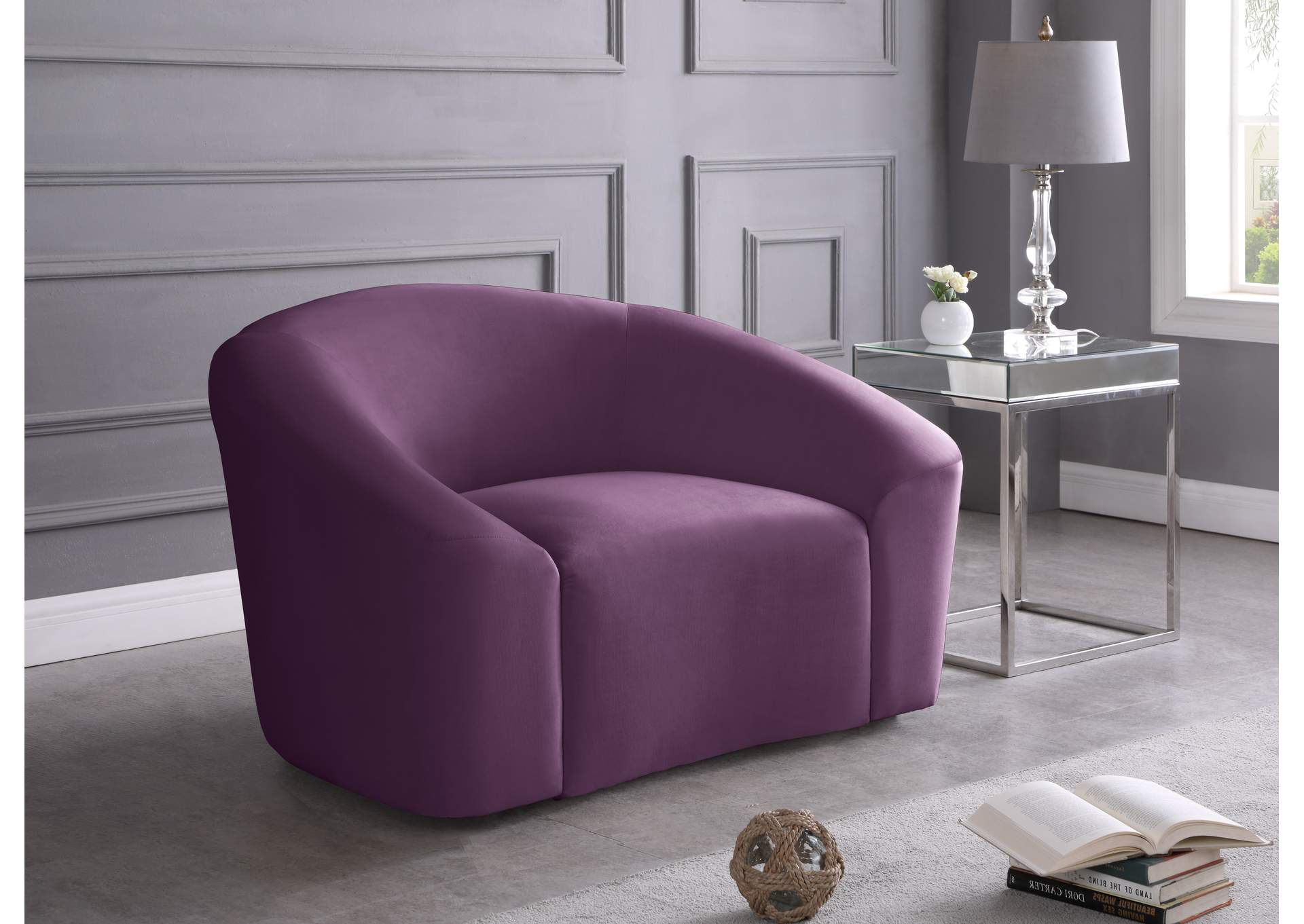 Riley Purple Velvet Chair,Meridian Furniture