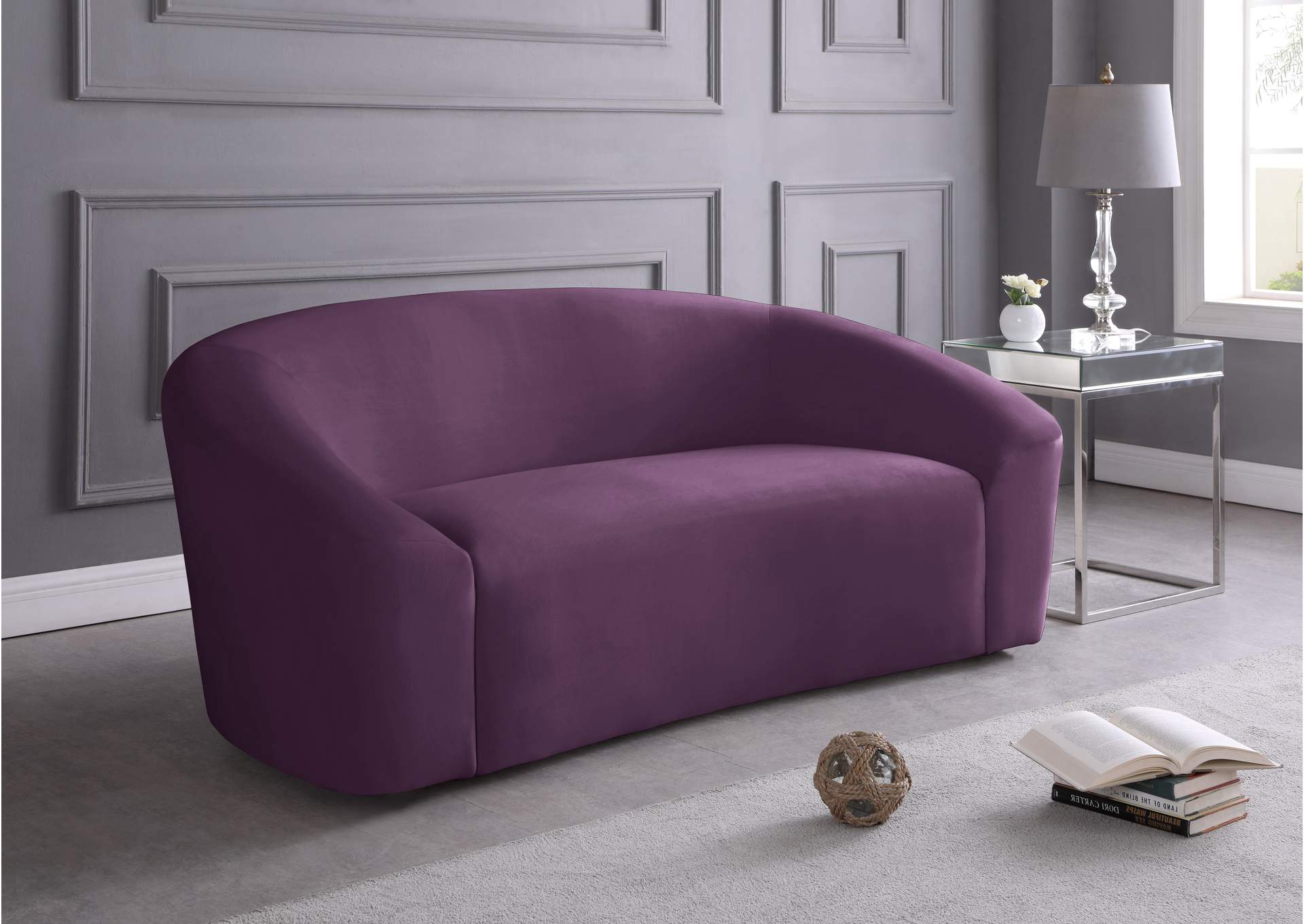 Riley Purple Velvet Loveseat,Meridian Furniture